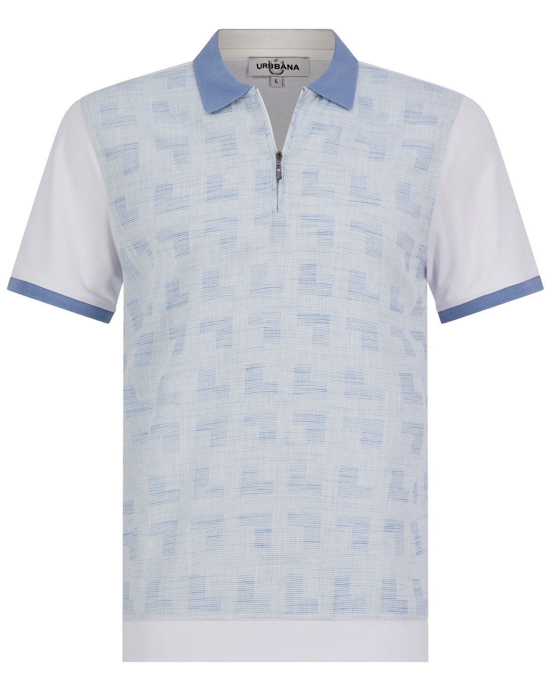 Athens cotton/linen - White & Blue - Polo shirt by Urbbana