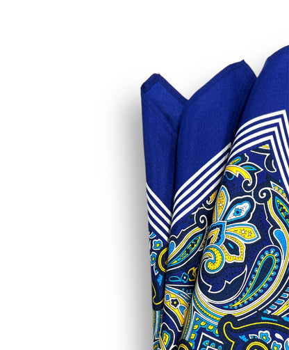 Pocket Square - Navy &amp; Yellow Floral