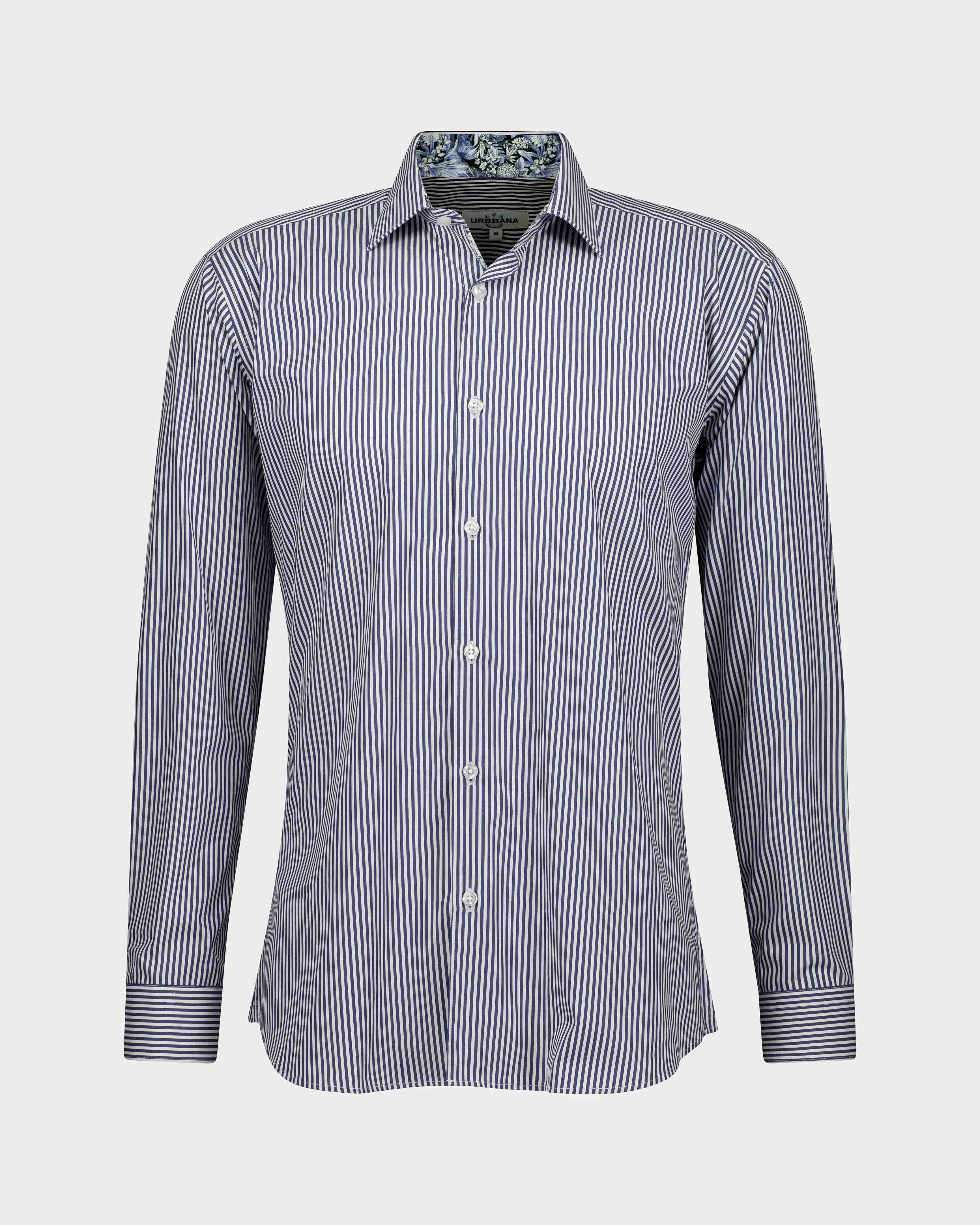Casual white shirt with elegant blue stripe pattern