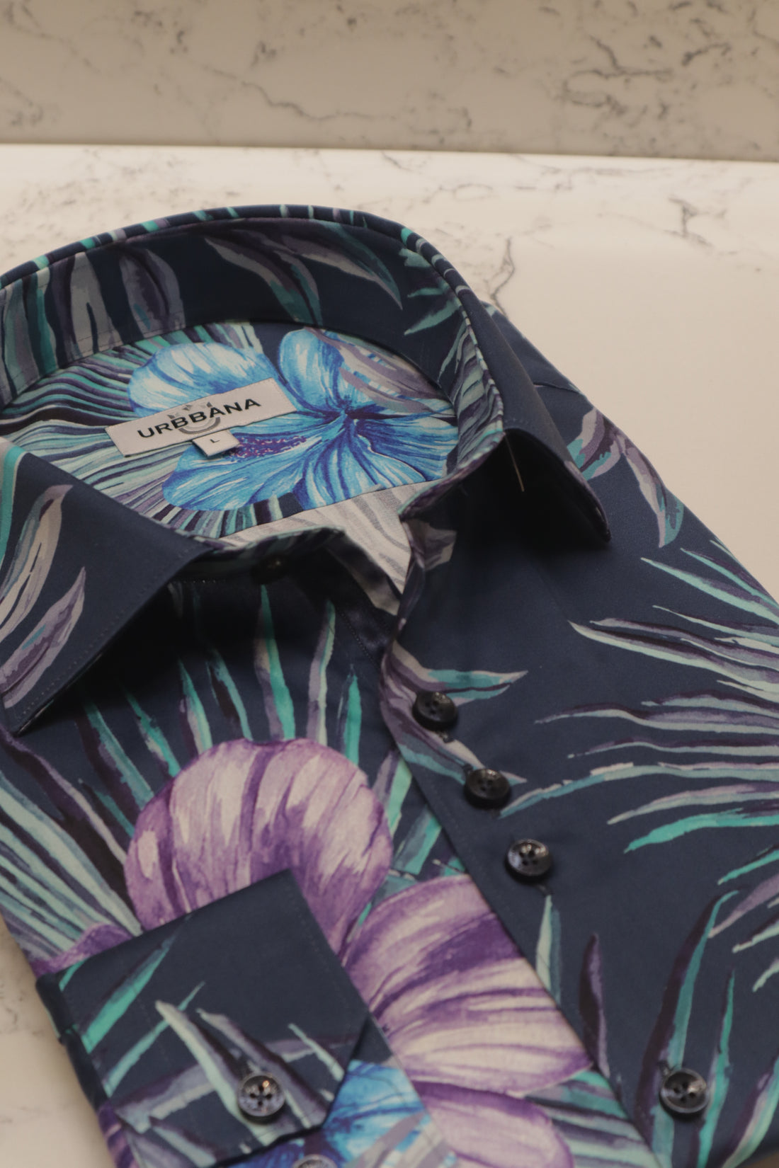 Casual lightweight shirt with colorful palm leaves design