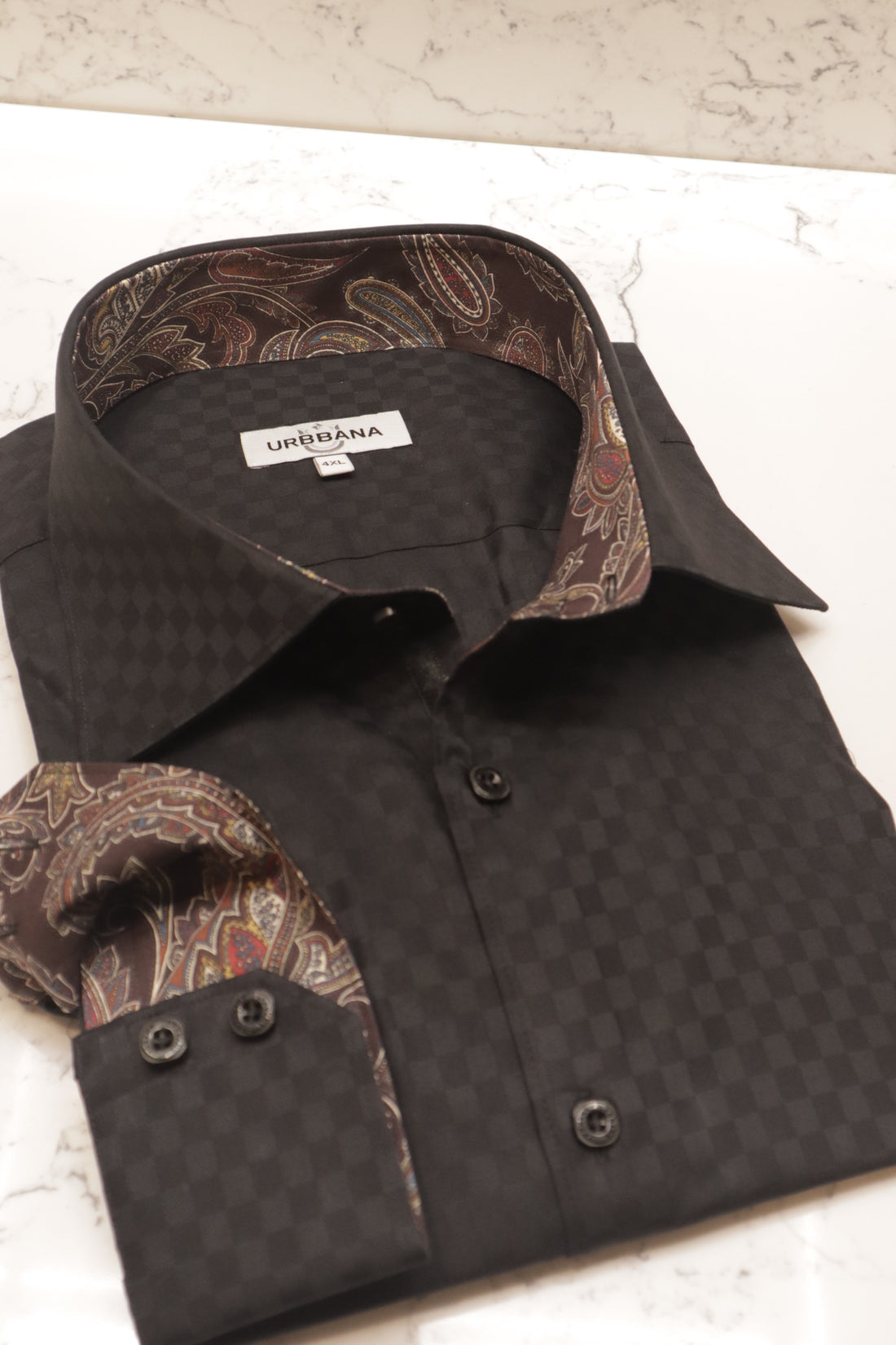 Minimalist black shirt with subtle check design