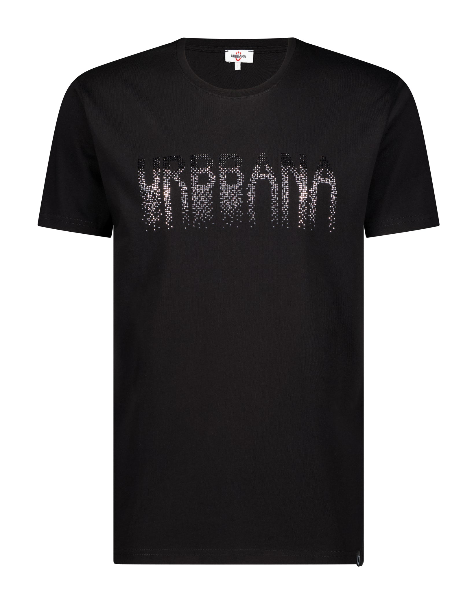 Fine Cotton URBBANA T-shirt with Rhinestone Embellishment - Black - t-shirt by Urbbana