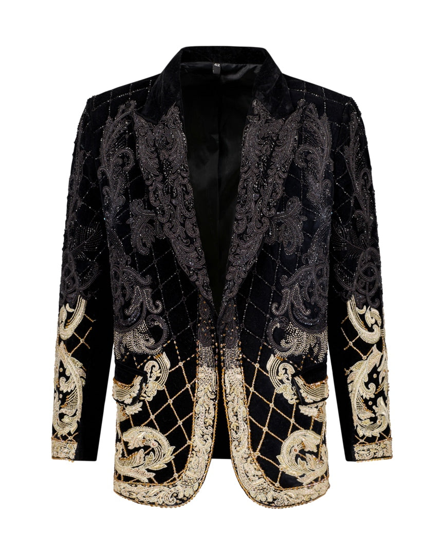 Gold beaded jacket best sale