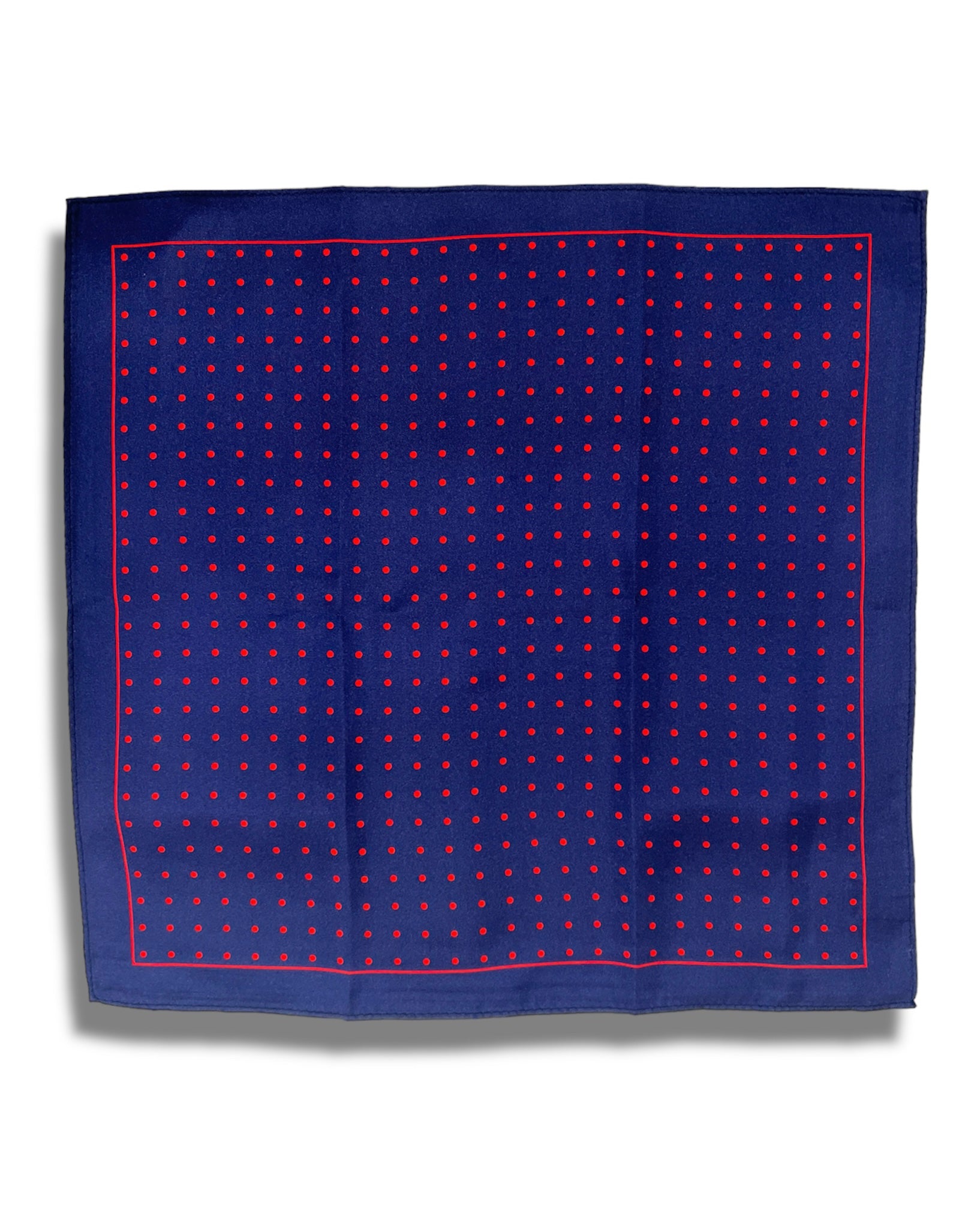 Pocket Square - Navy &amp; Red Dot