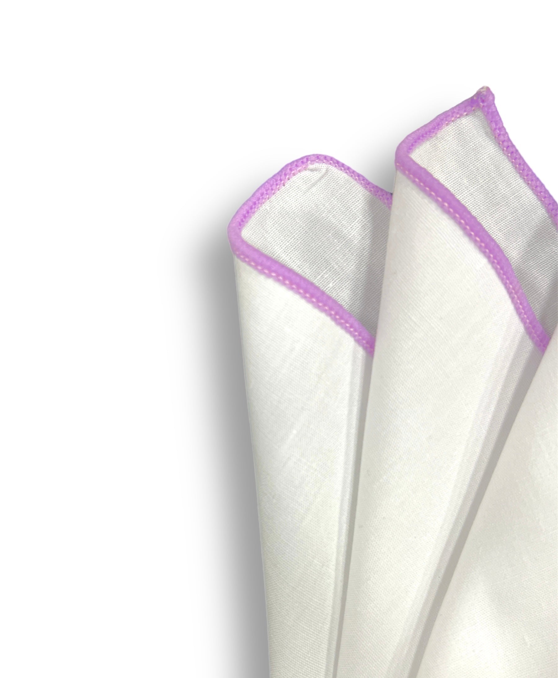 Pocket Square - White &amp; Pink Trim