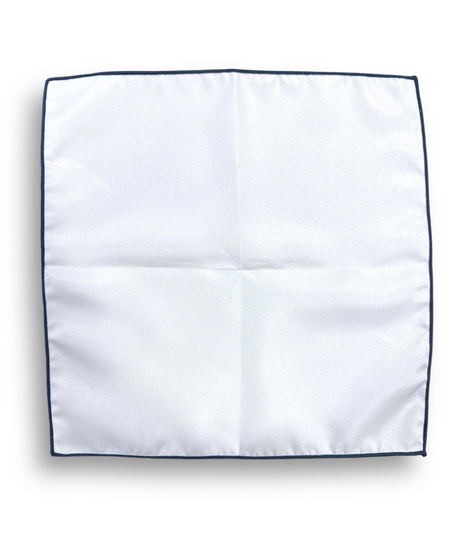 Pocket Square - White &amp; Navy Trim