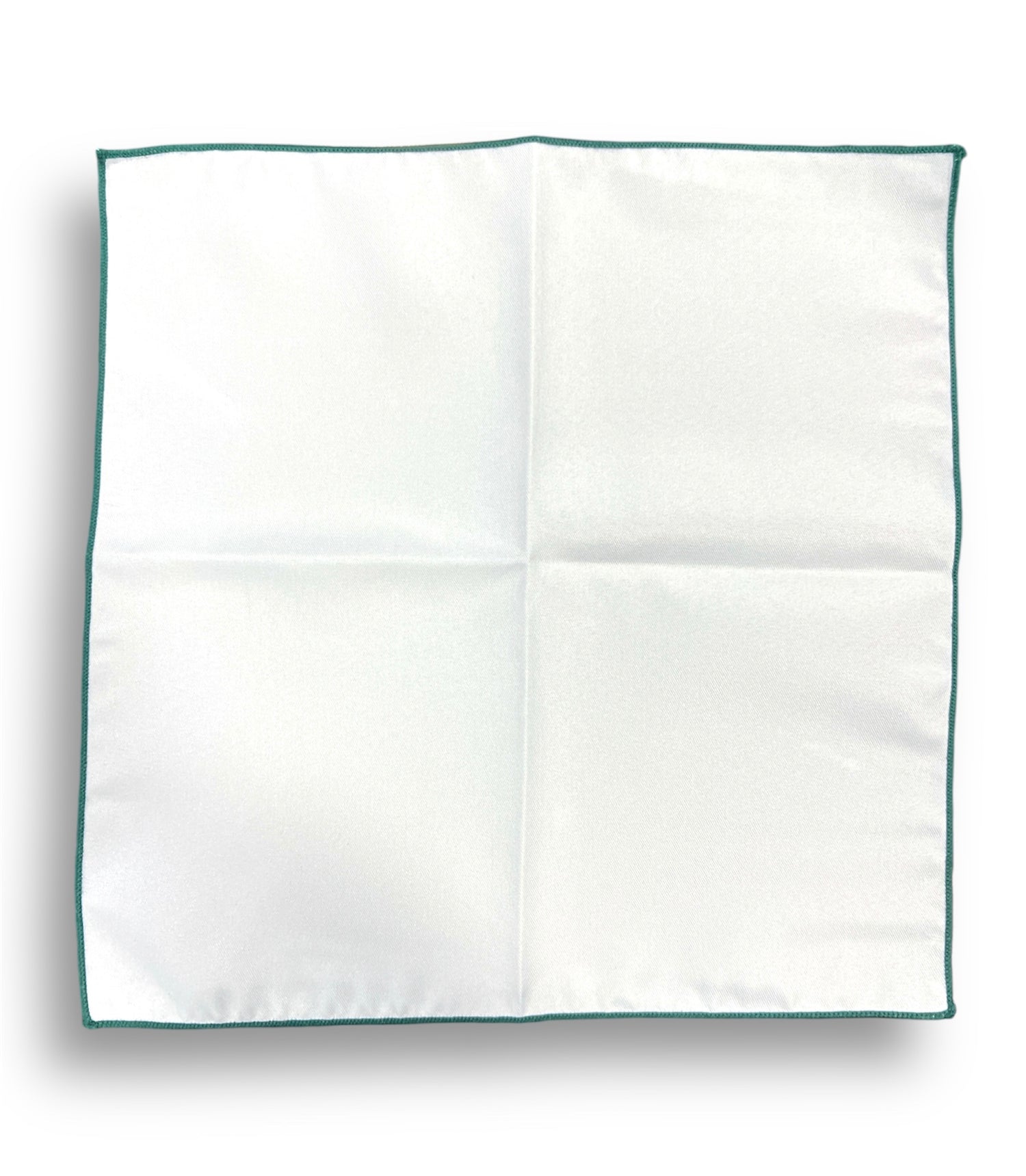 Pocket Square - White & Green Trim - by Urbbana