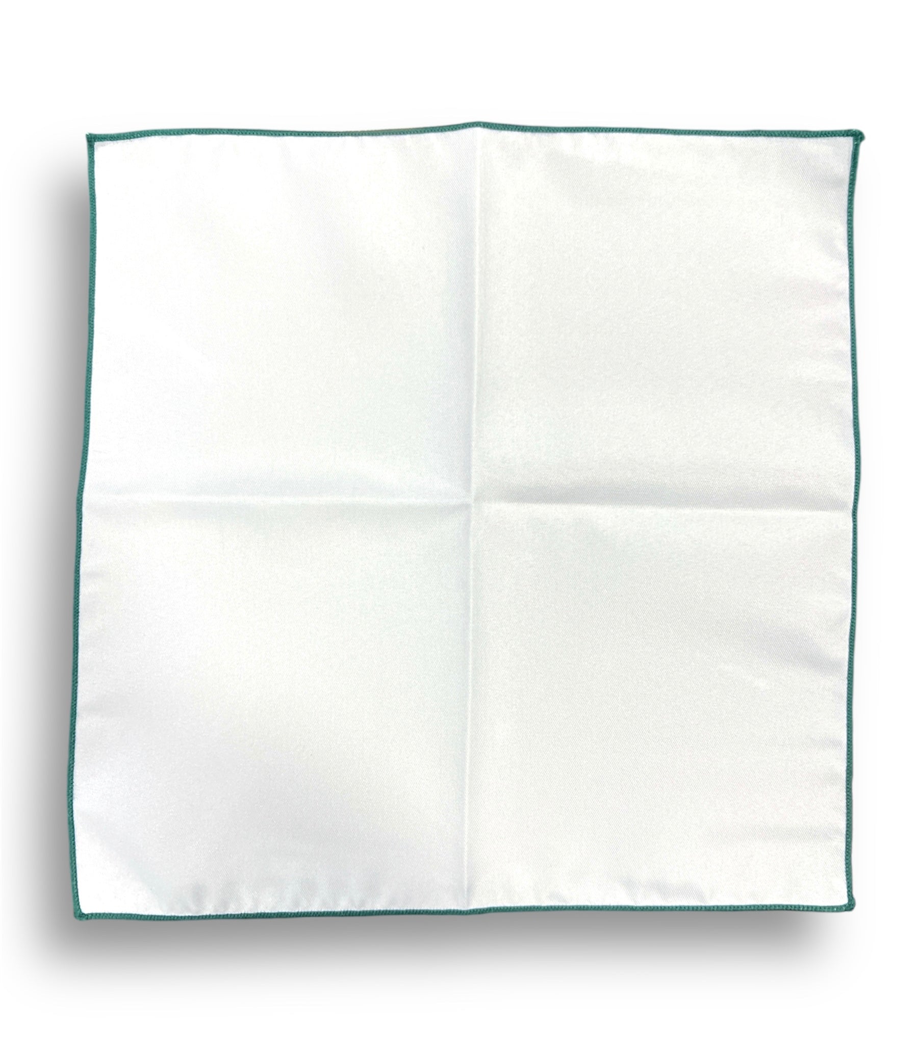 Pocket Square - White &amp; Green Trim