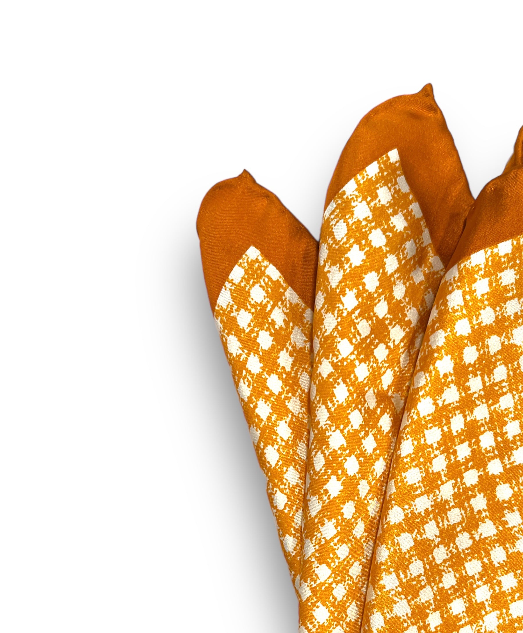 Pocket Square - Orange Trim &amp; Gingham Pattern