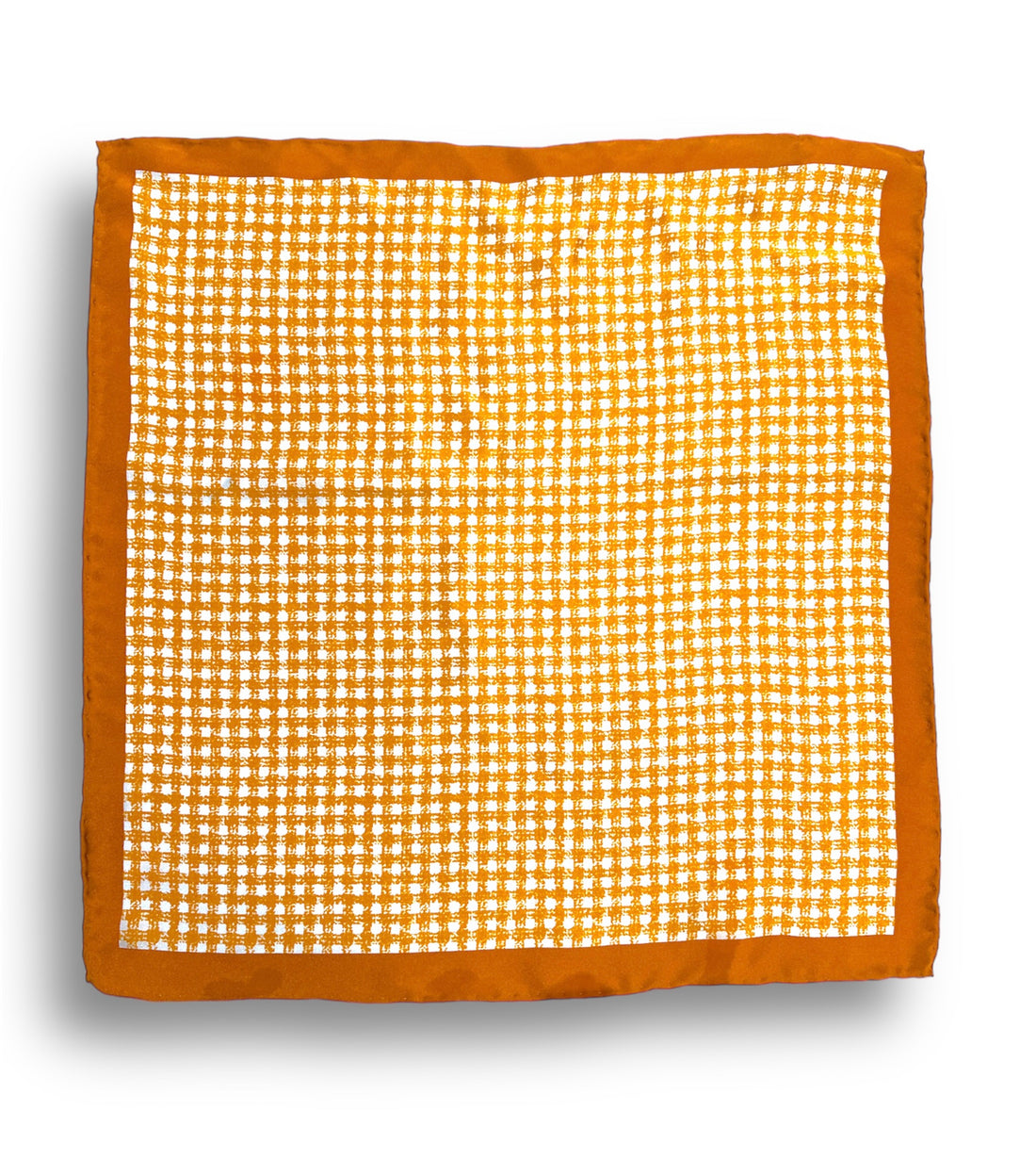 Pocket Square - Orange Trim & Gingham Pattern - by Urbbana