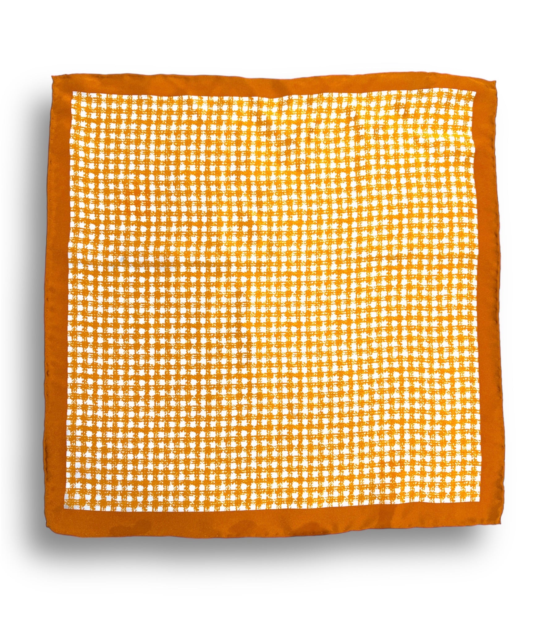 Pocket Square - Orange Trim &amp; Gingham Pattern