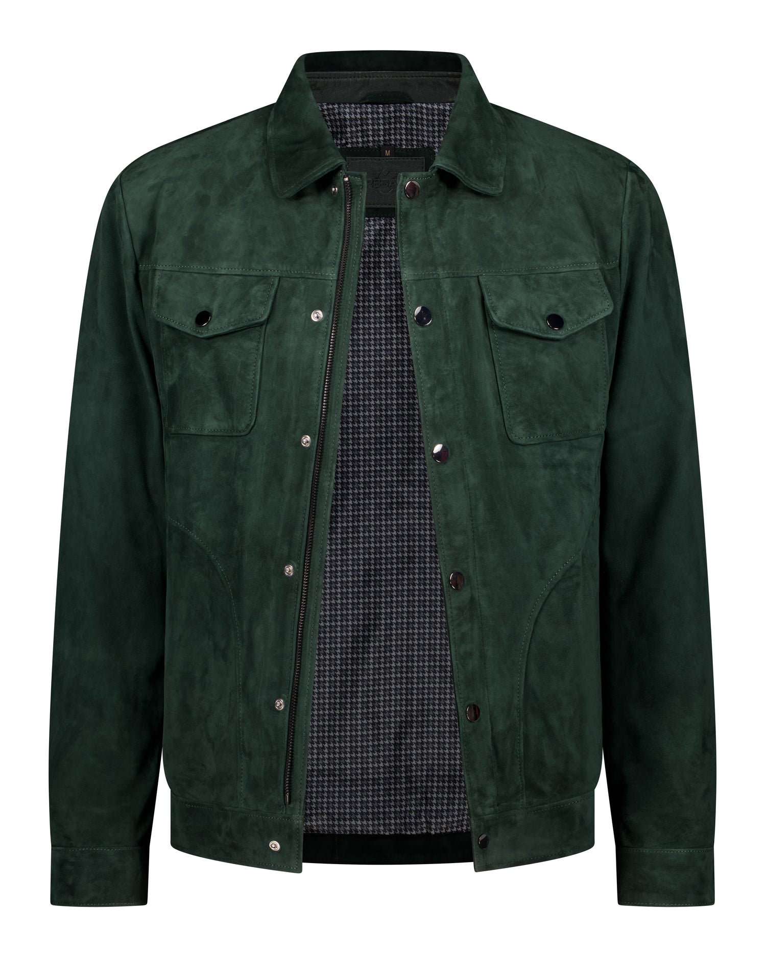 Trucker Suede Leather Jacket - Emerald Green - Leather Jacket by Urbbana