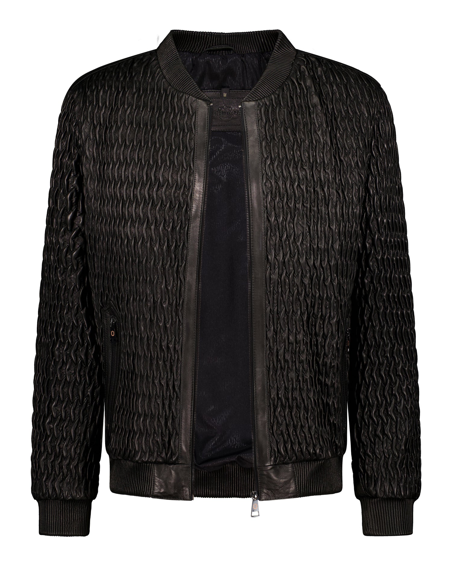 Icon Ruched Leather Bomber - Black - Leather Jacket by Urbbana