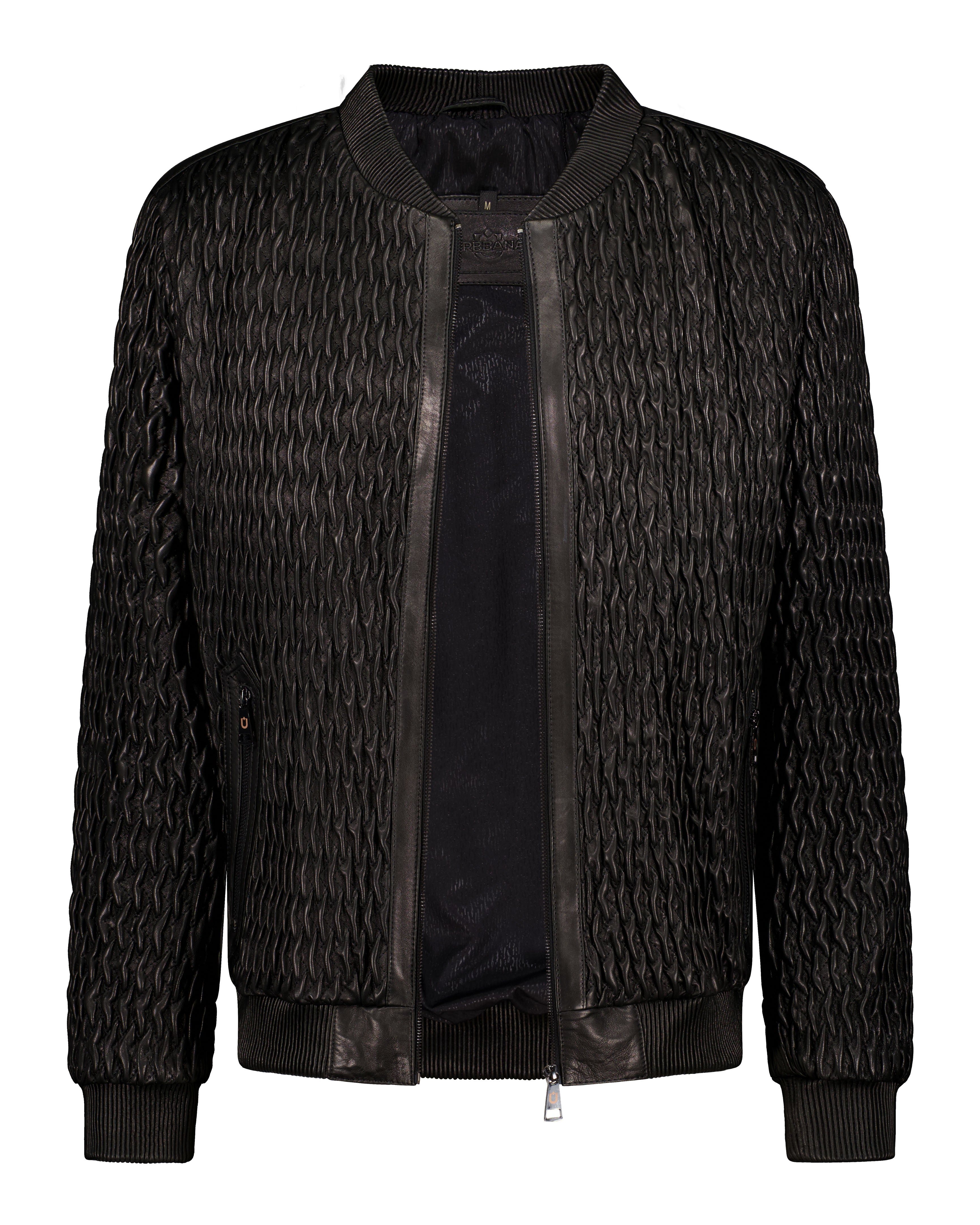 Icon Ruched Leather Bomber - Black - Leather Jacket by Urbbana