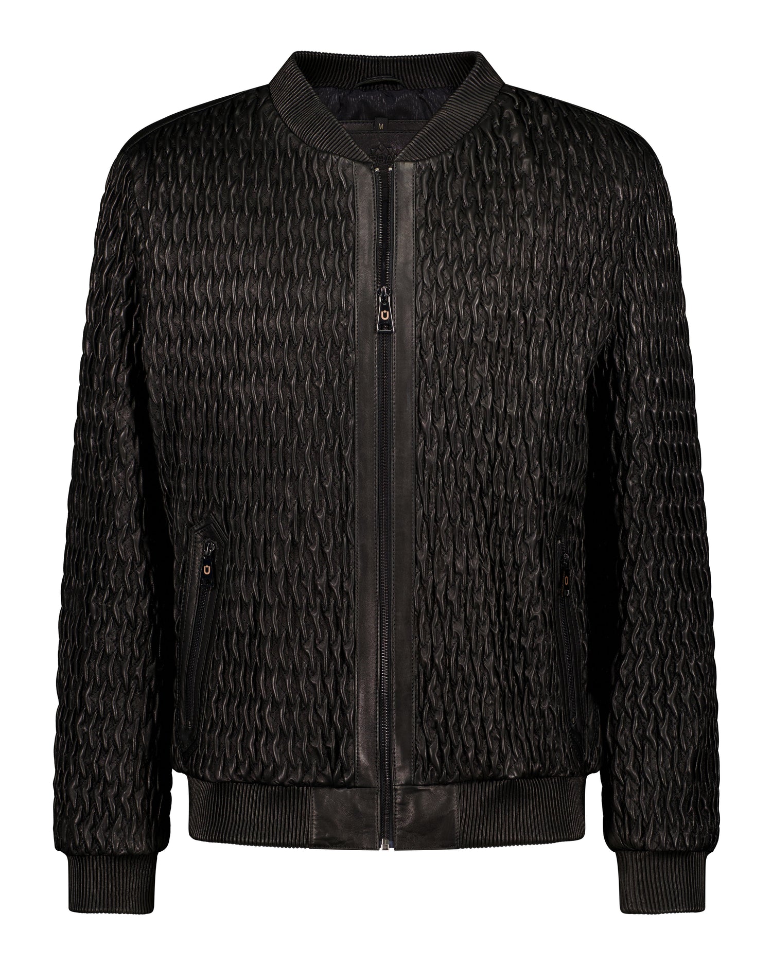 Icon Ruched Leather Bomber - Black - Leather Jacket by Urbbana