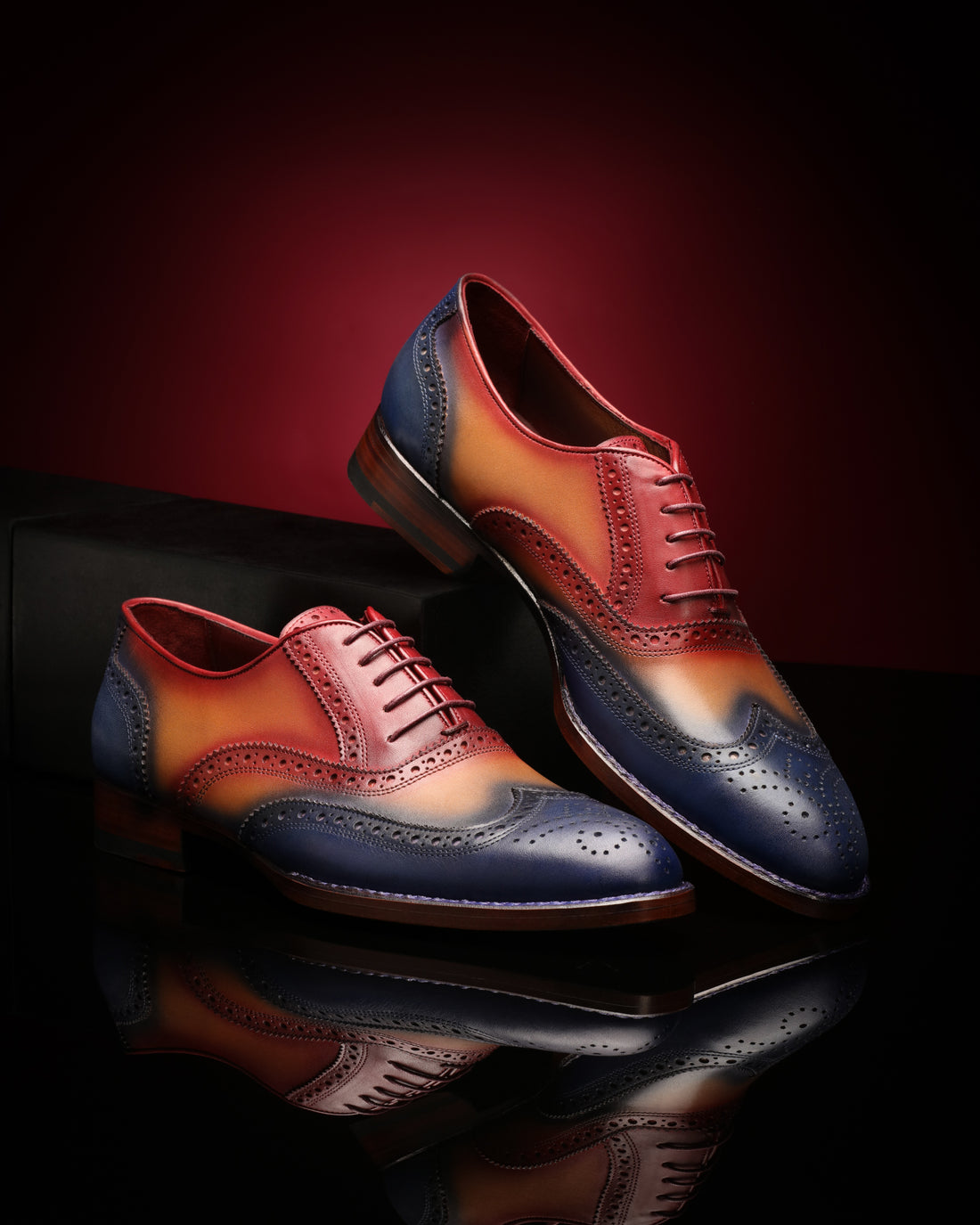 Madrid Patina Brogue Dress Shoes - TriColor - Shoes by Urbbana - Exotic Skin Shoes