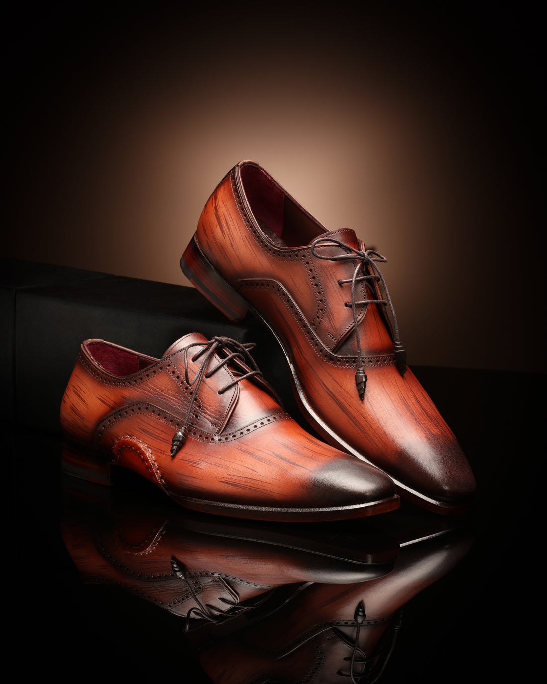 Santorini Brogue Patina Dress Shoes - Brown - Luxury Shoes by Urbbana