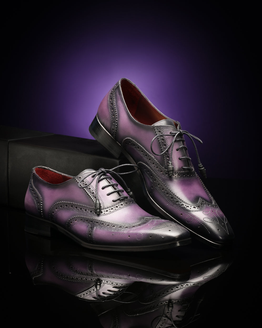 Leonard Patina Brogue Dress Shoes - Violet - Handmade Luxury Shoes by Urbbana
