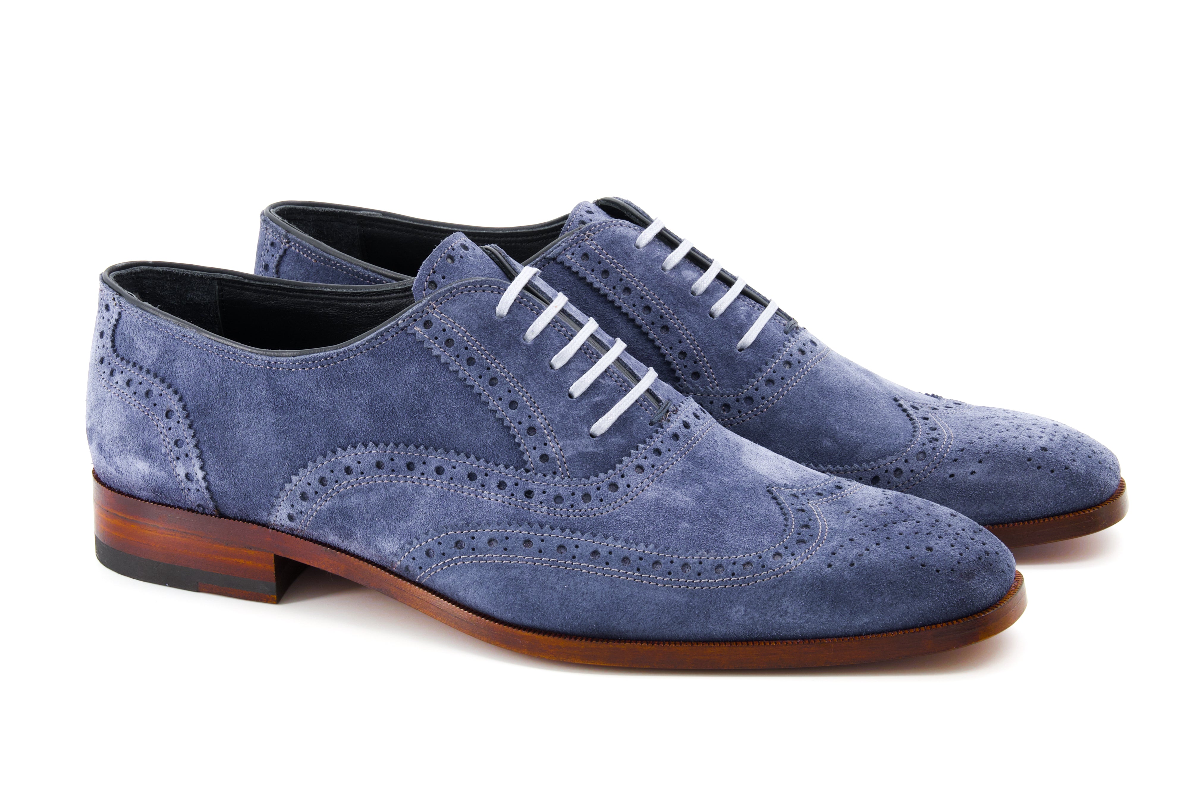 Madrid Brogue Dress Shoes Blue Suede Luxury Shoes – Urbbana