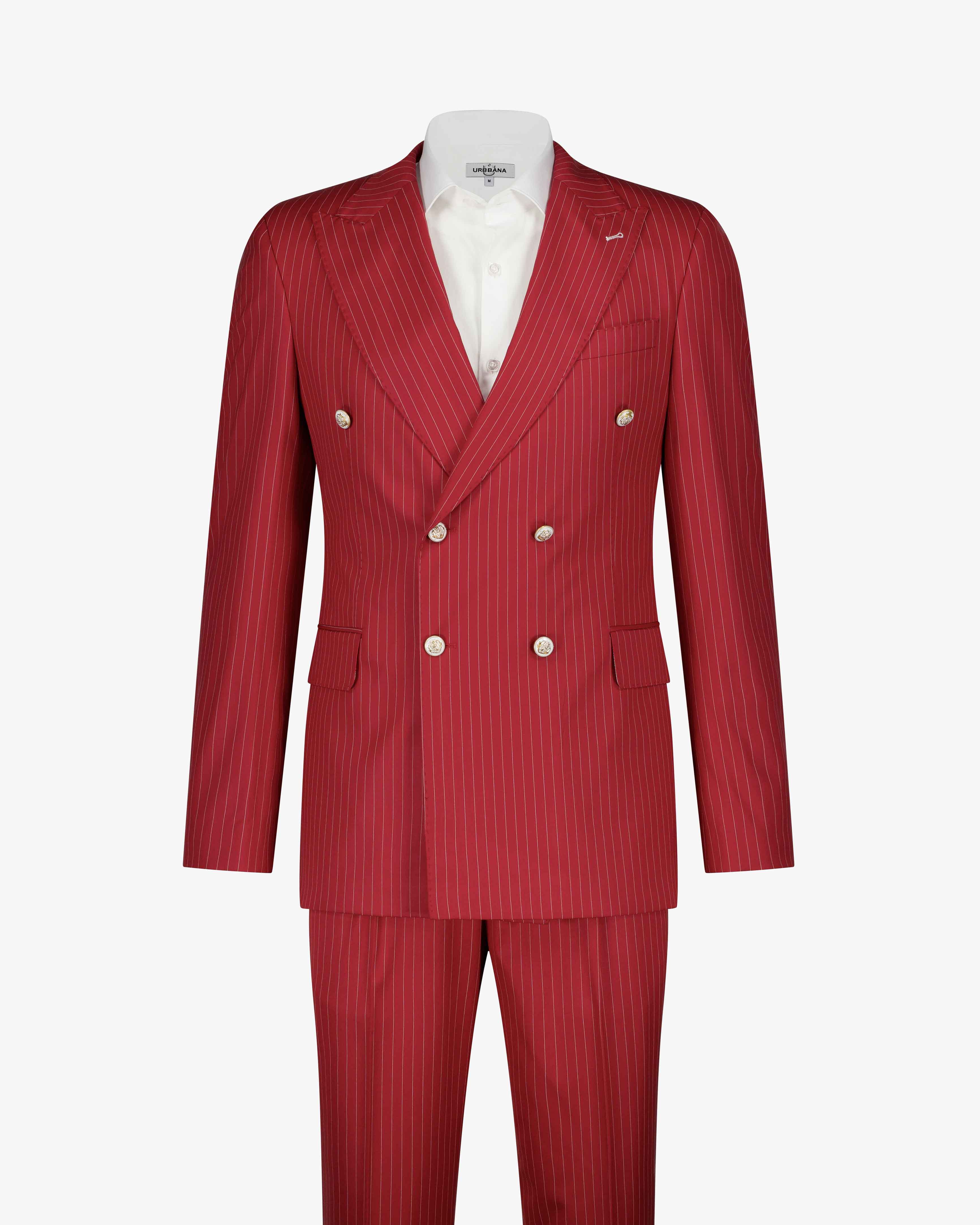 Bogart Double Breasted Suit - Red / White Strip - by Urbbana