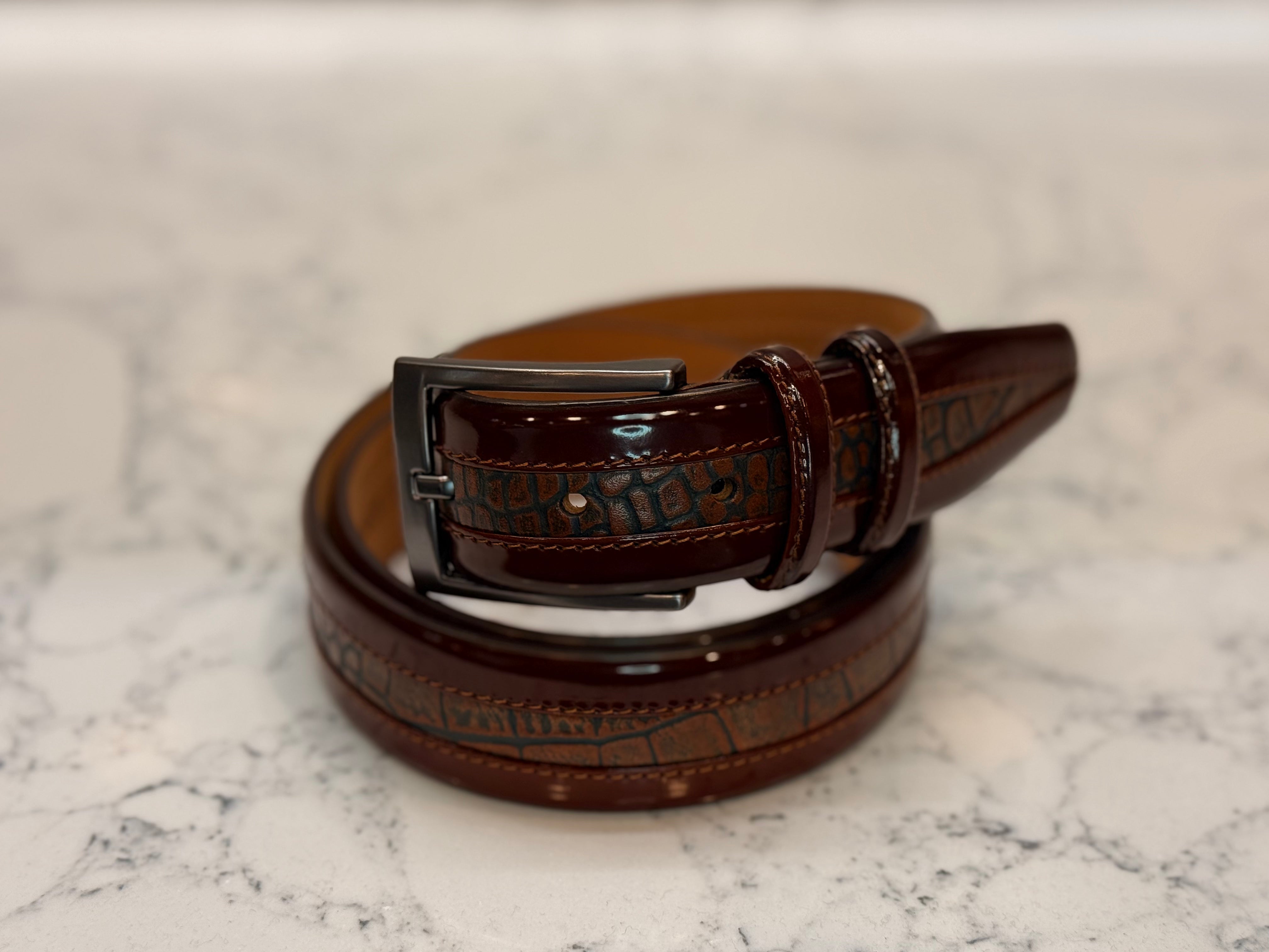 URBBANA croc-textured belt.
