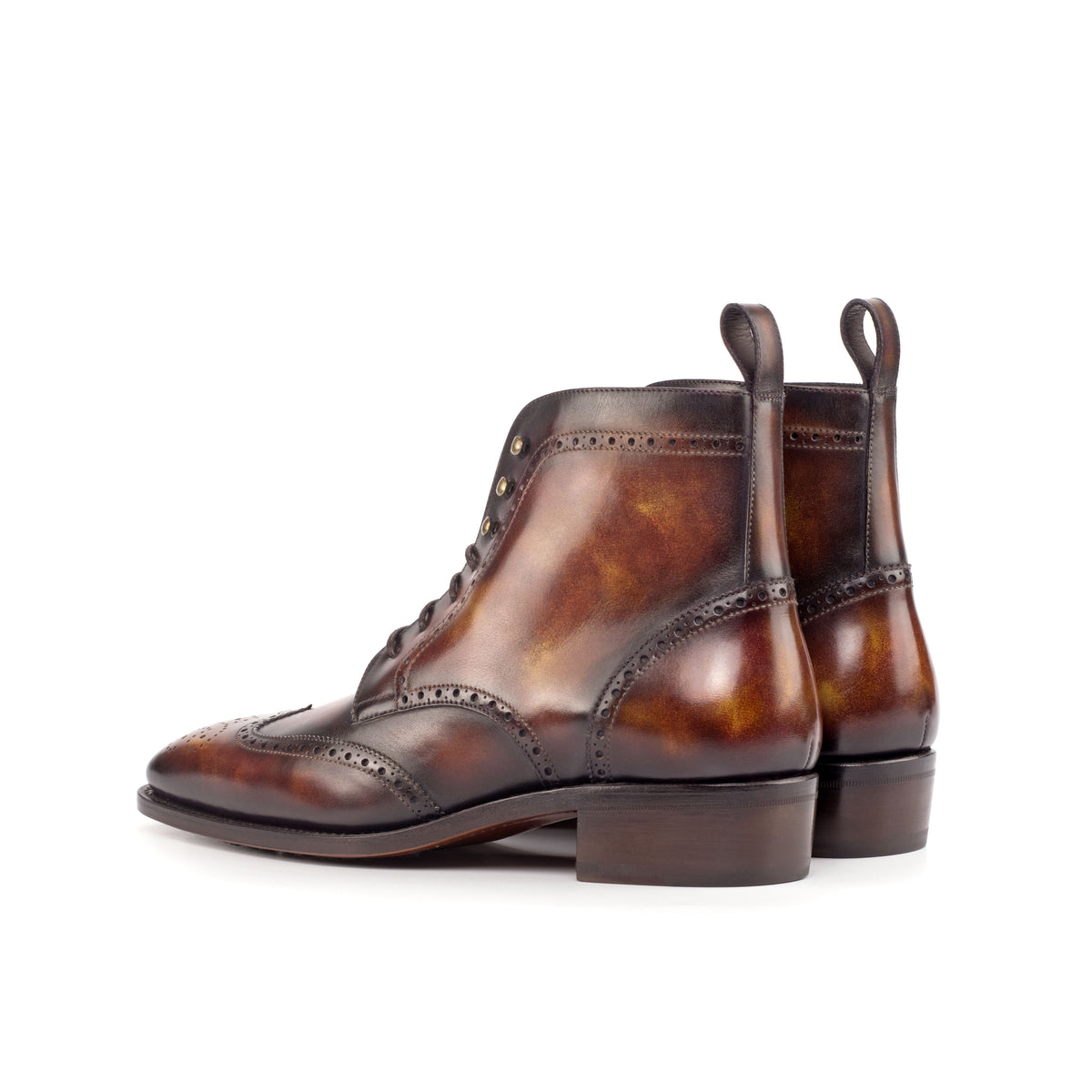 URBBANA Military Boot Goodyear Welted Cuban Higher Heel Fire Museum Patina angled view 6.