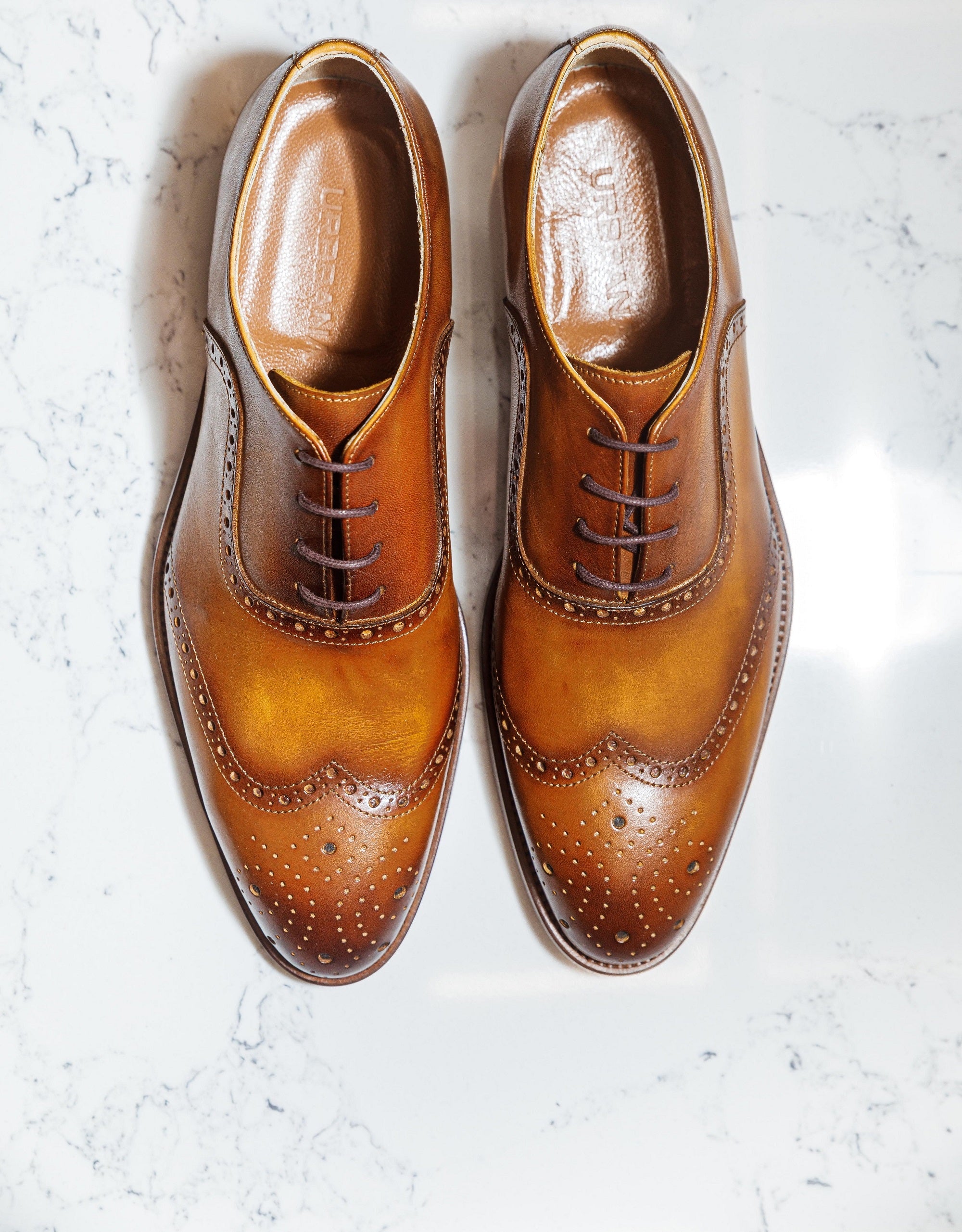 Tan Patina Brogues - Brogues by Urbbana