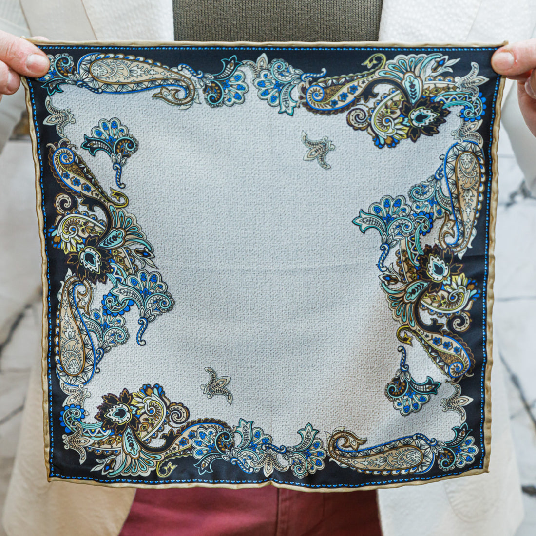 Pocket Square - Golden Edge - URBBANA Pocket Square Collection