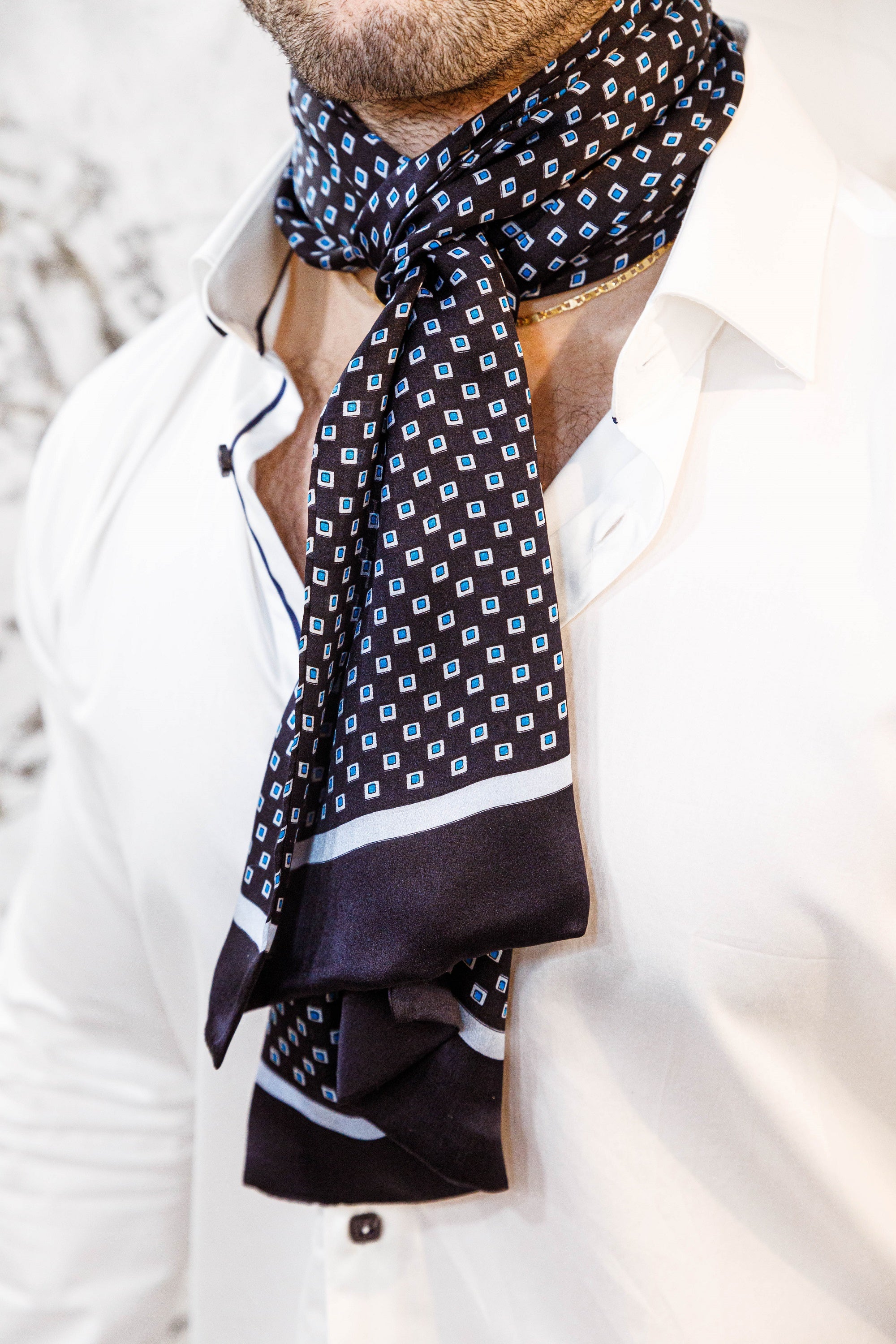 Silk Scarf - Navy & Blue - Scarf by Urbbana