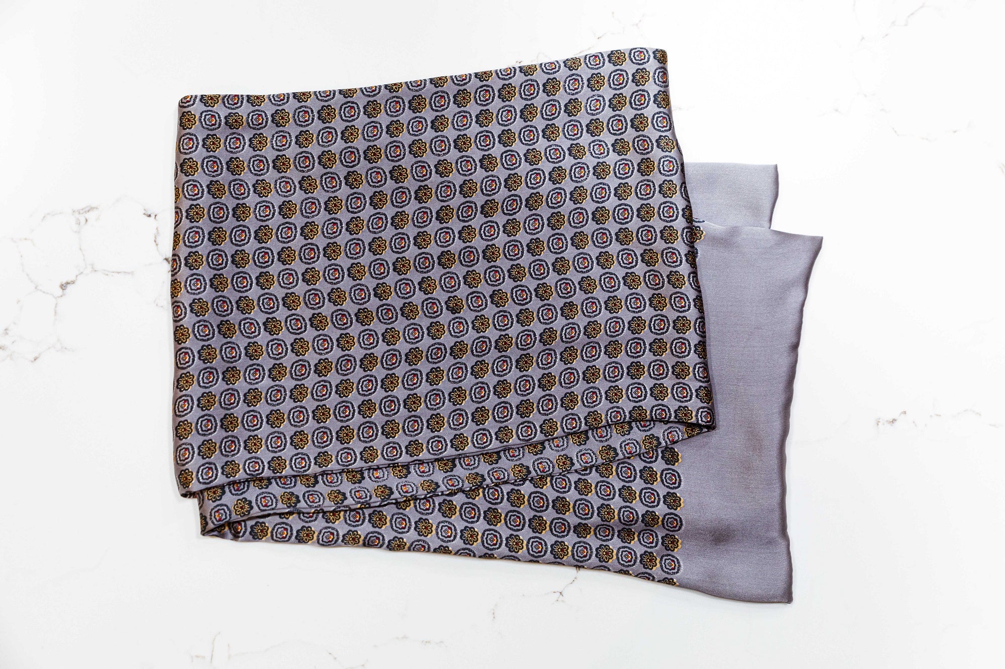 Silk Scarf - Grey & Golden Red - URBBANA Silk Scarves
