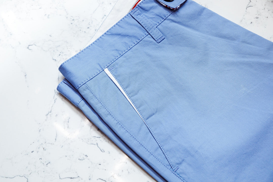 Blue Cotton Stretch Chinos - URBBANA Stretch Chinos