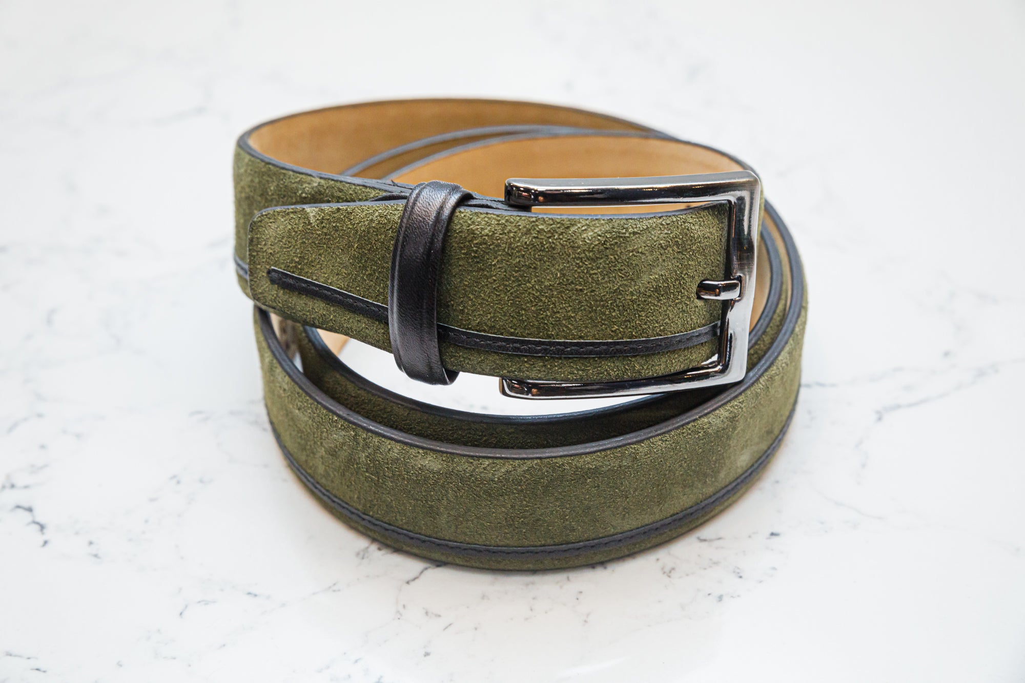 The Telles Khaki Suede Belt - Belt by Urbbana