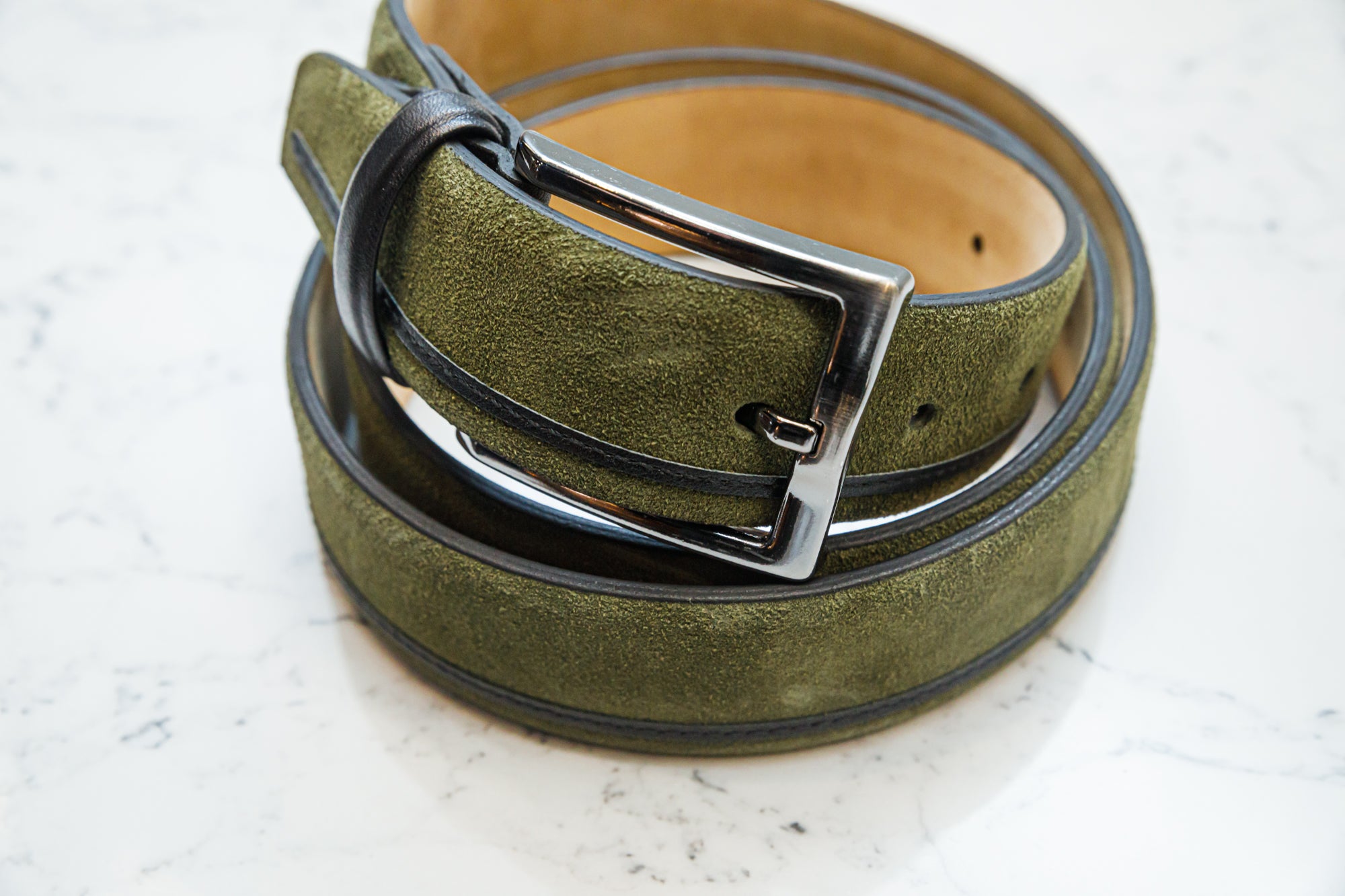 The Telles Khaki Suede Belt - Belt by Urbbana