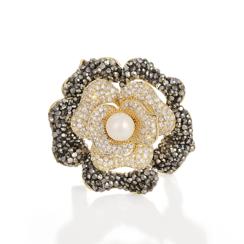 Embellished Poppy Radiance Lapel Pin by URBBANA - elegant lapel pin