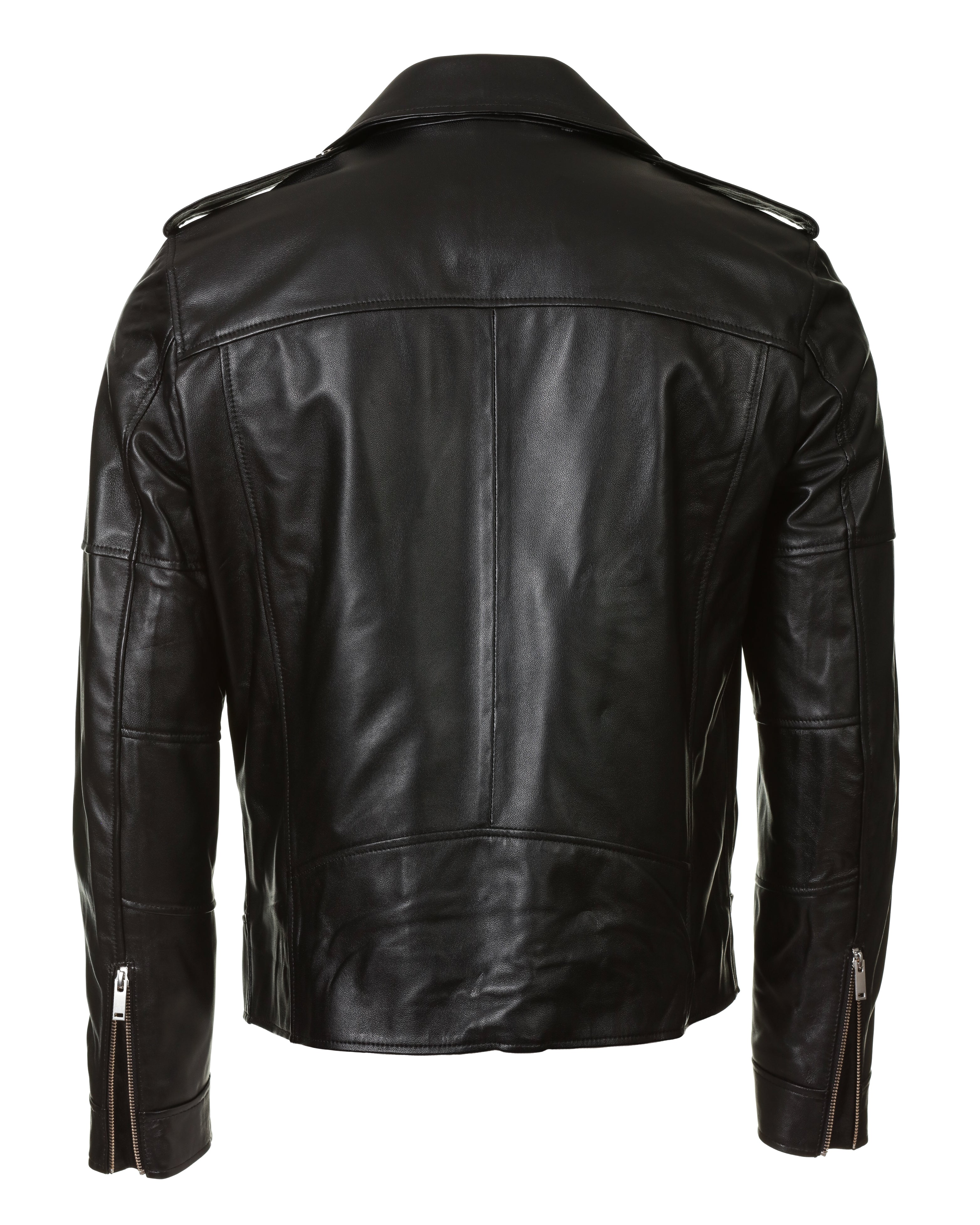 Biker Leather Jacket - Black - Leather Jacket by Urbbana