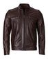 Cafe Racer Leather Jacket - Chocolate Brown - Leather Jacket by Urbbana