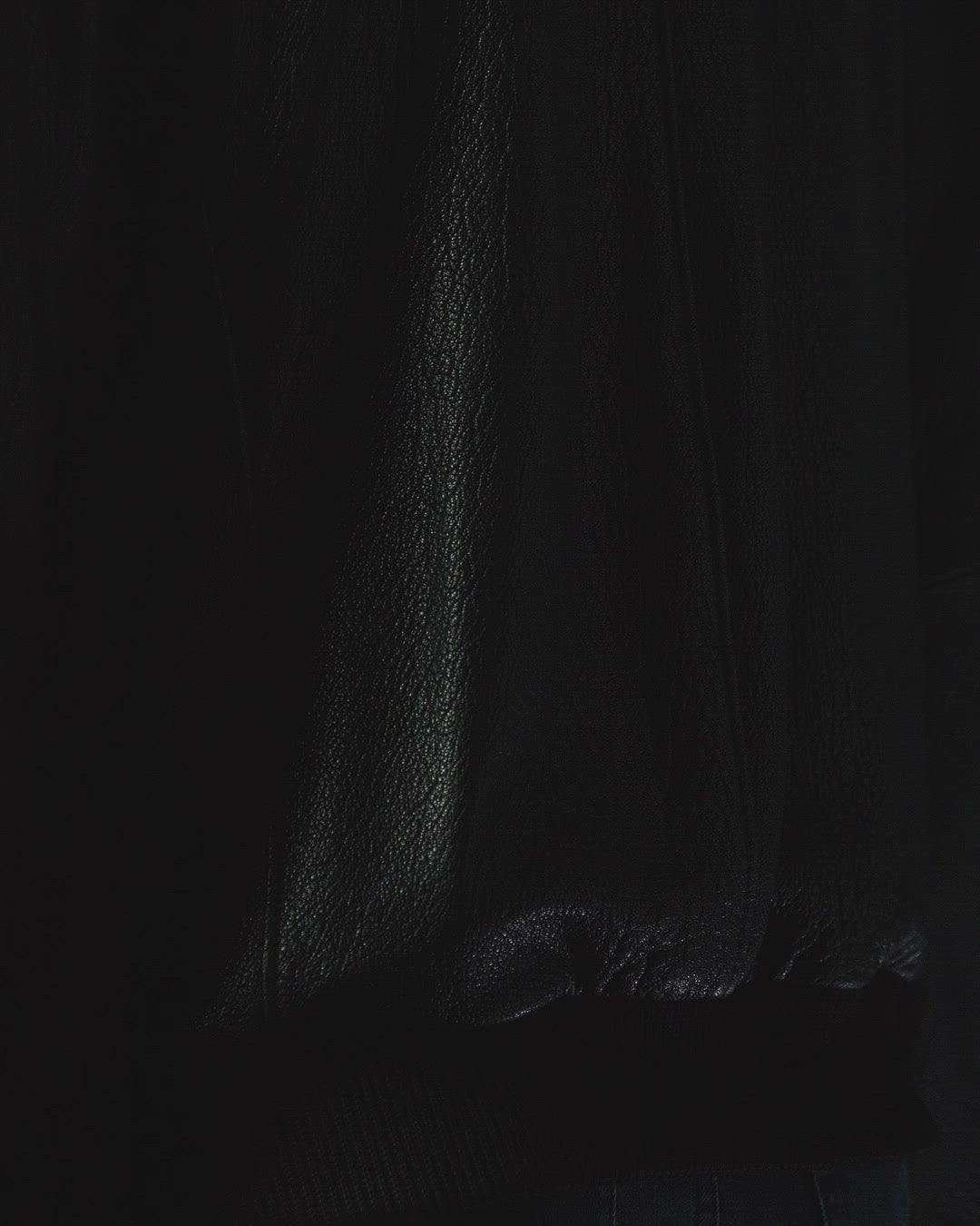 Shearling Collar Leather Jacket - Black