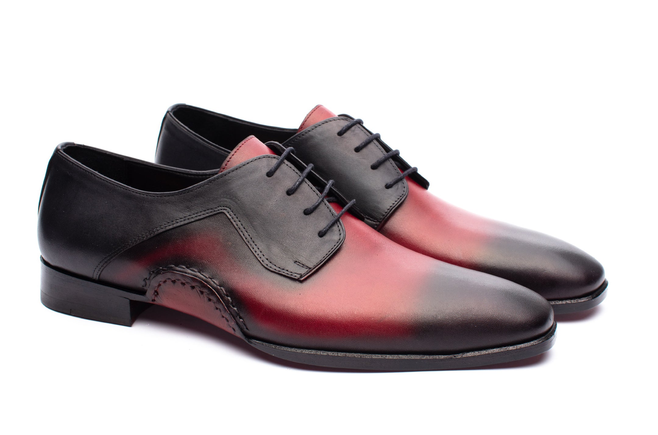 The Opanka Patina Shoes - Red &amp; Black - Brogues by Urbbana