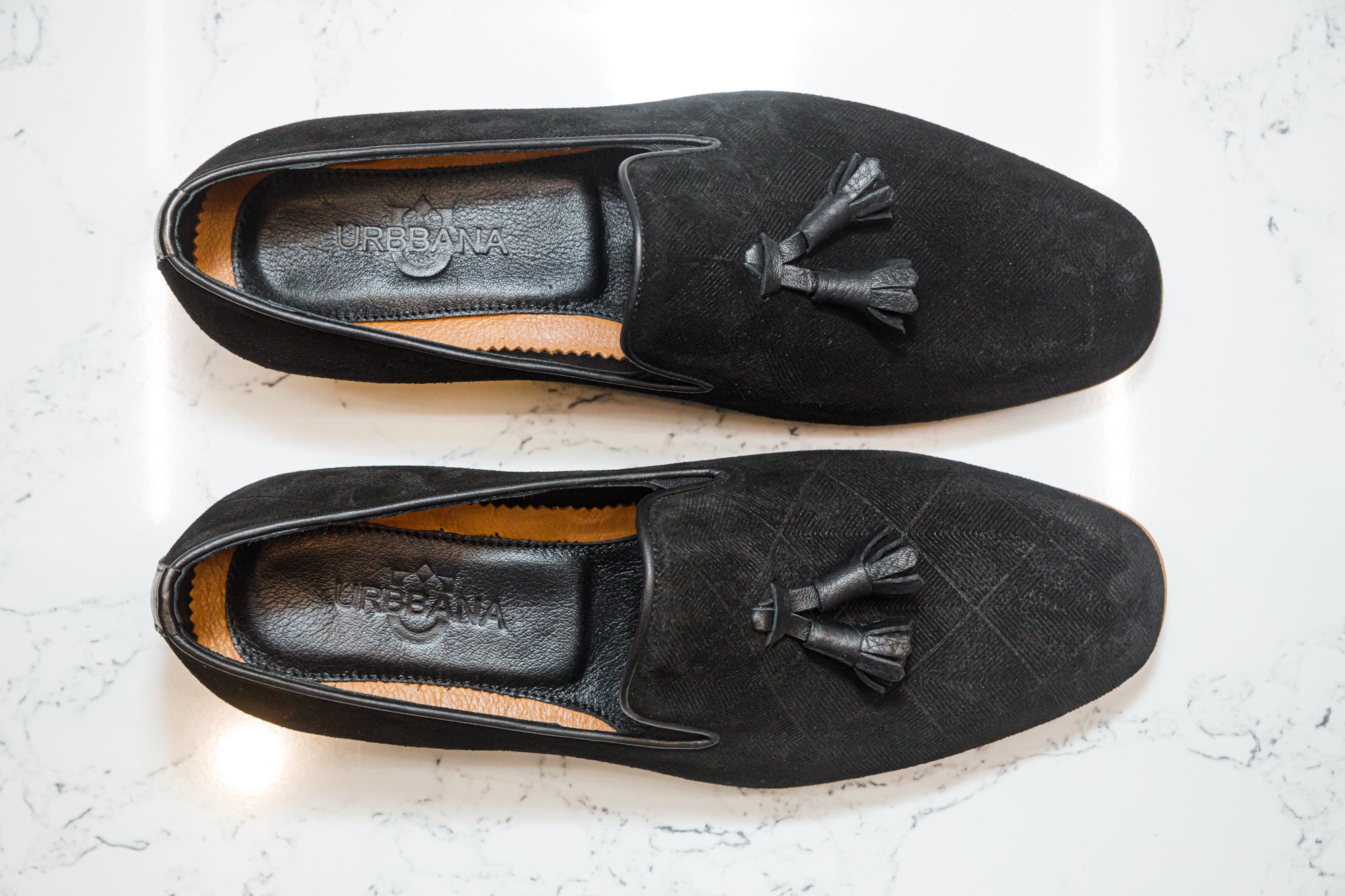 The Diamanté Suede Loafers - Black - Loafers by Urbbana