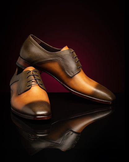 The Opanka Patina Shoes - Brown &amp; Gold - Brogues by Urbbana