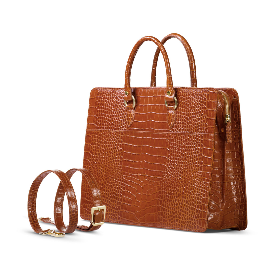 The Luna Briefcase - Cognac Tan - URBBANA Bag Collection
