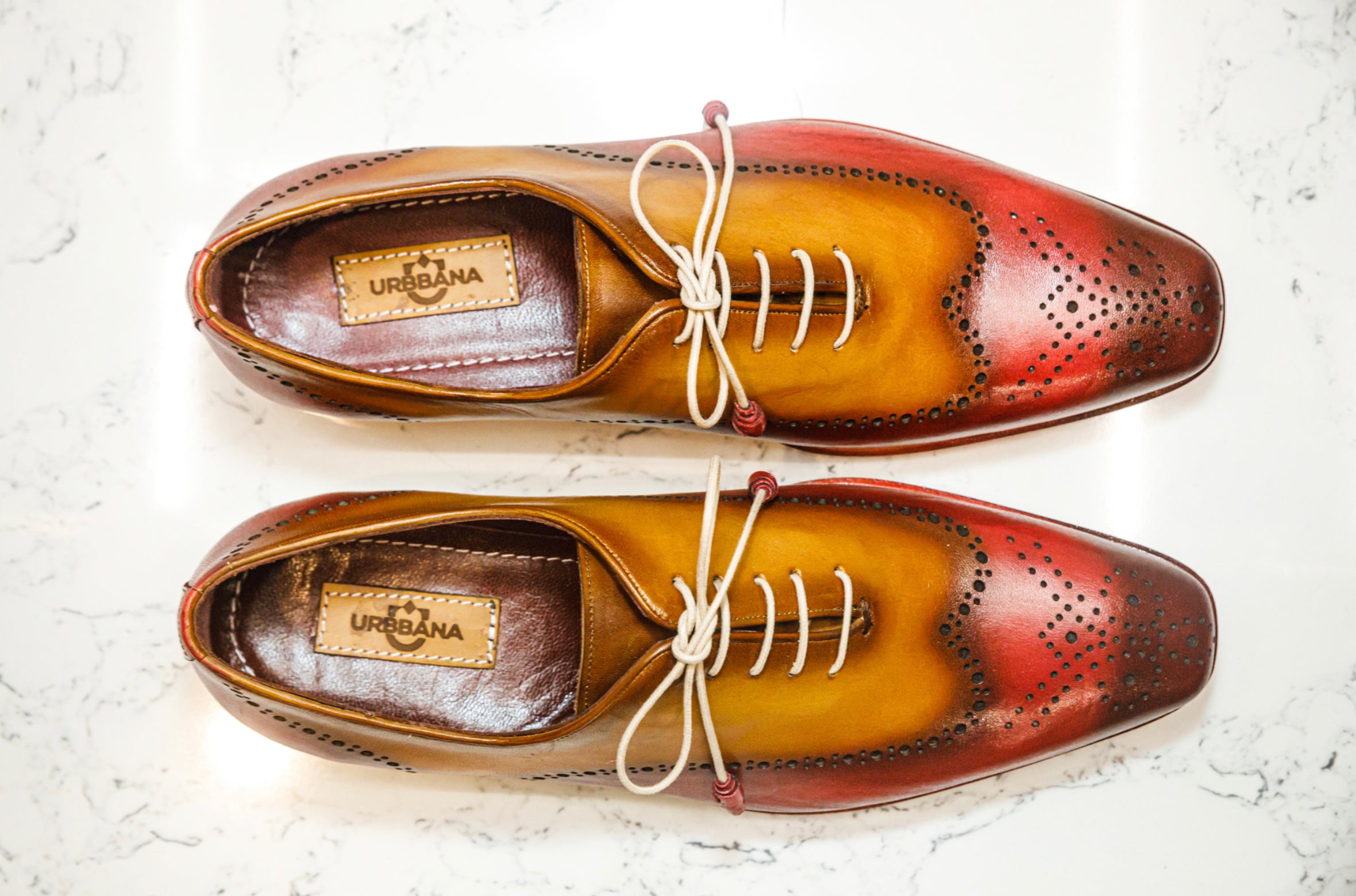 The Havana Patina Brogues - Red &amp; Gold - Brogues by Urbbana