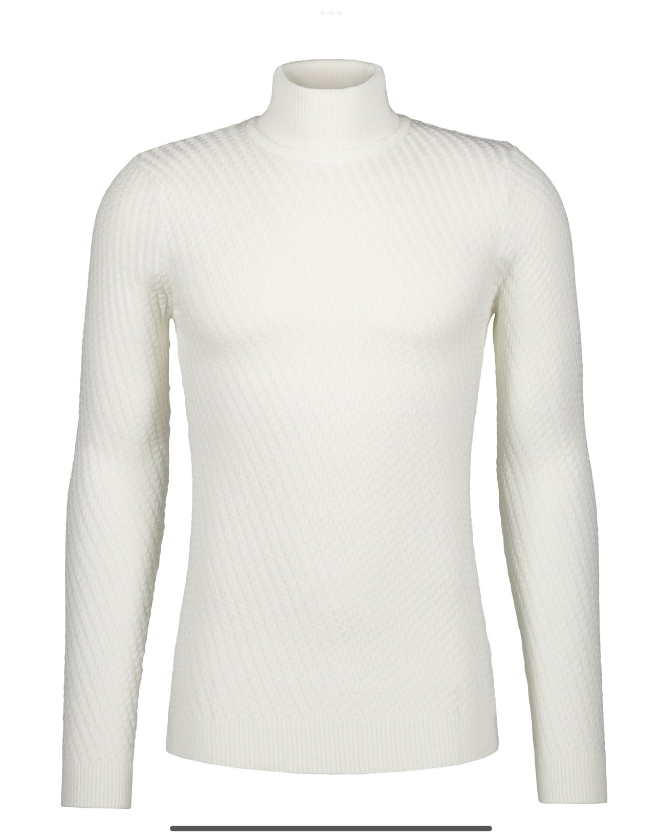 Textured Knit Turtleneck Sweater - White - Soft, Stylish Escape