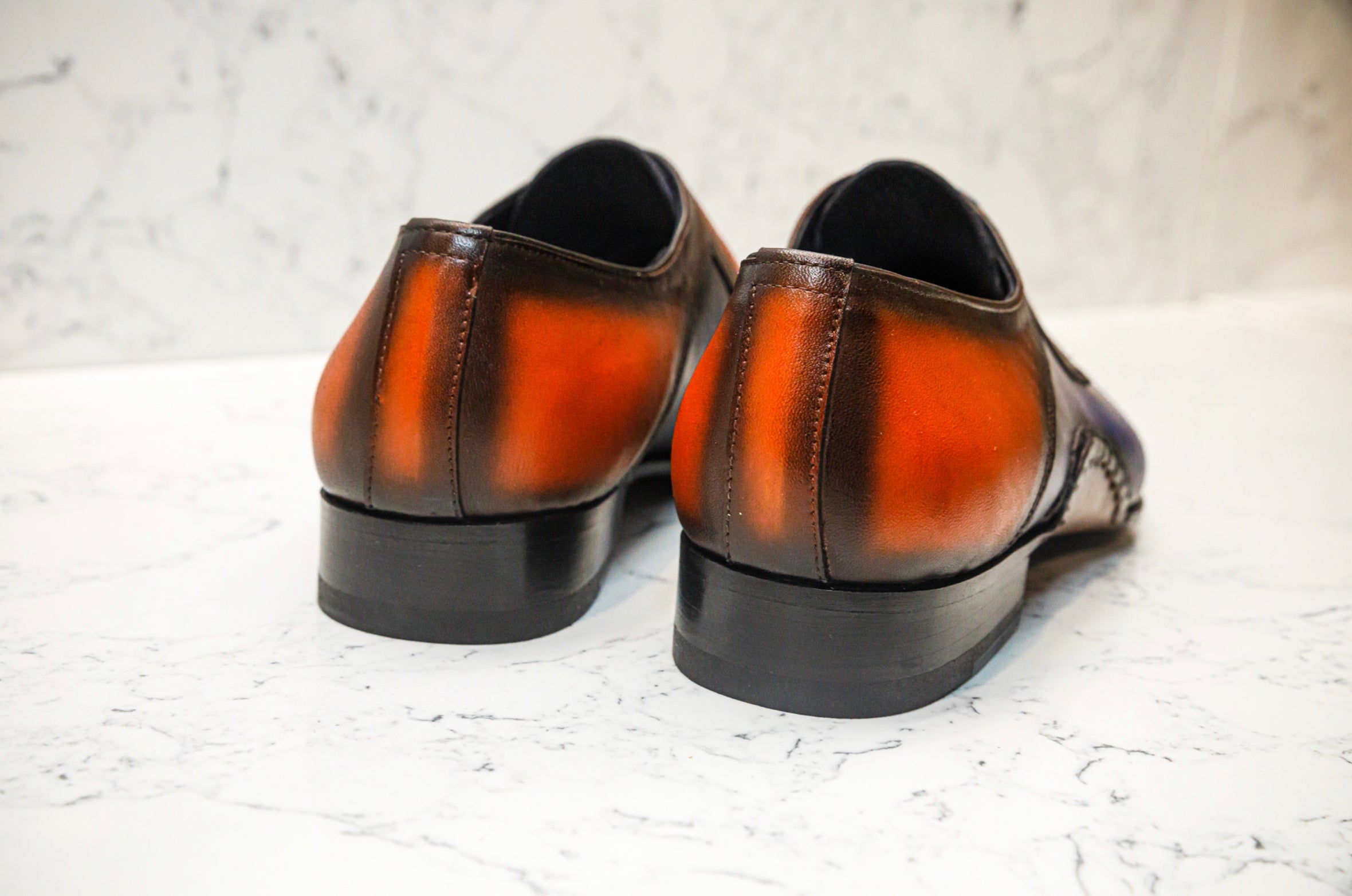 The Opanka Patina Shoes - Blue &amp; Orange - Brogues by Urbbana