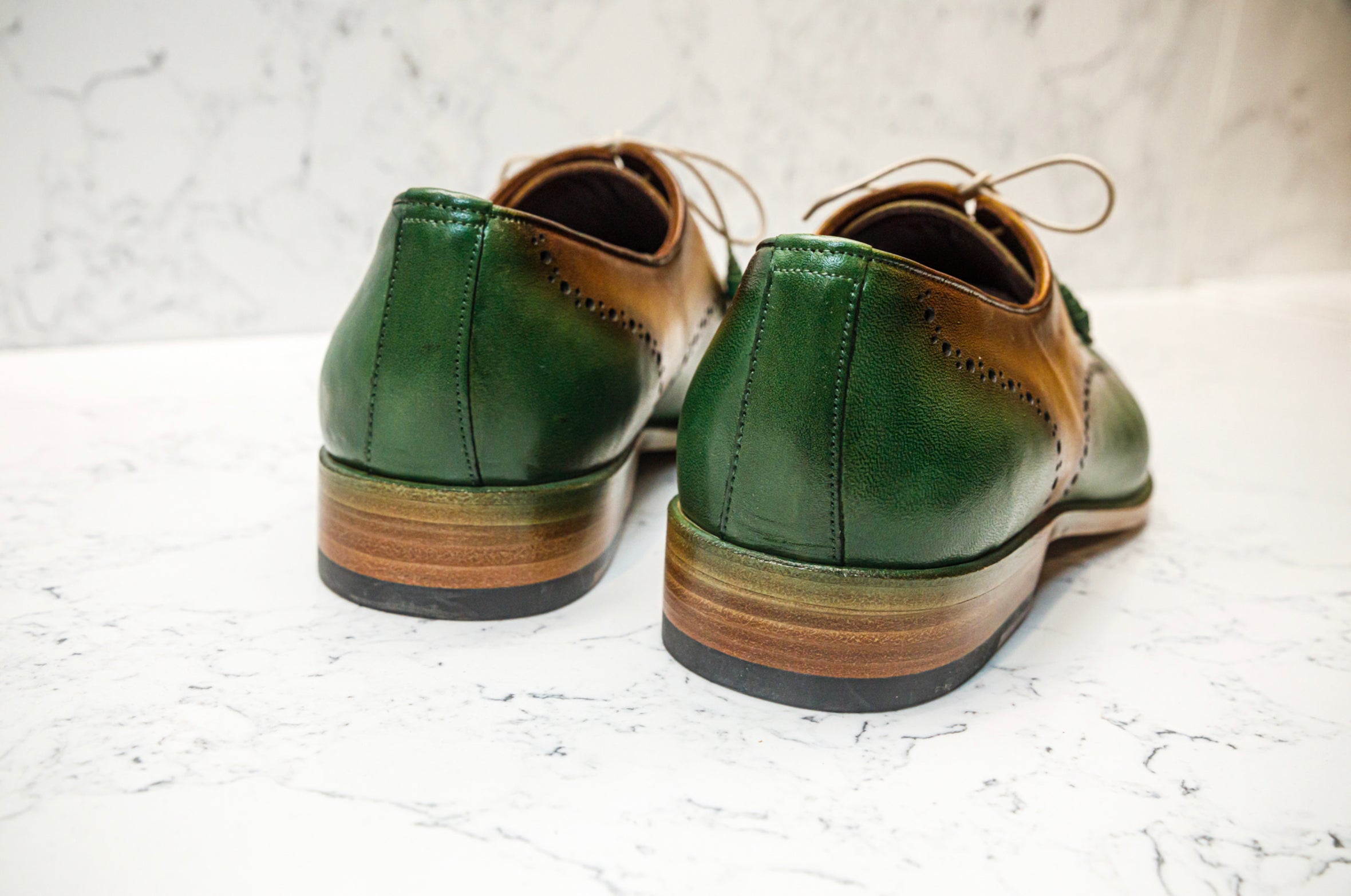 The Havana Patina Brogues - Green &amp; Gold - Brogues by Urbbana