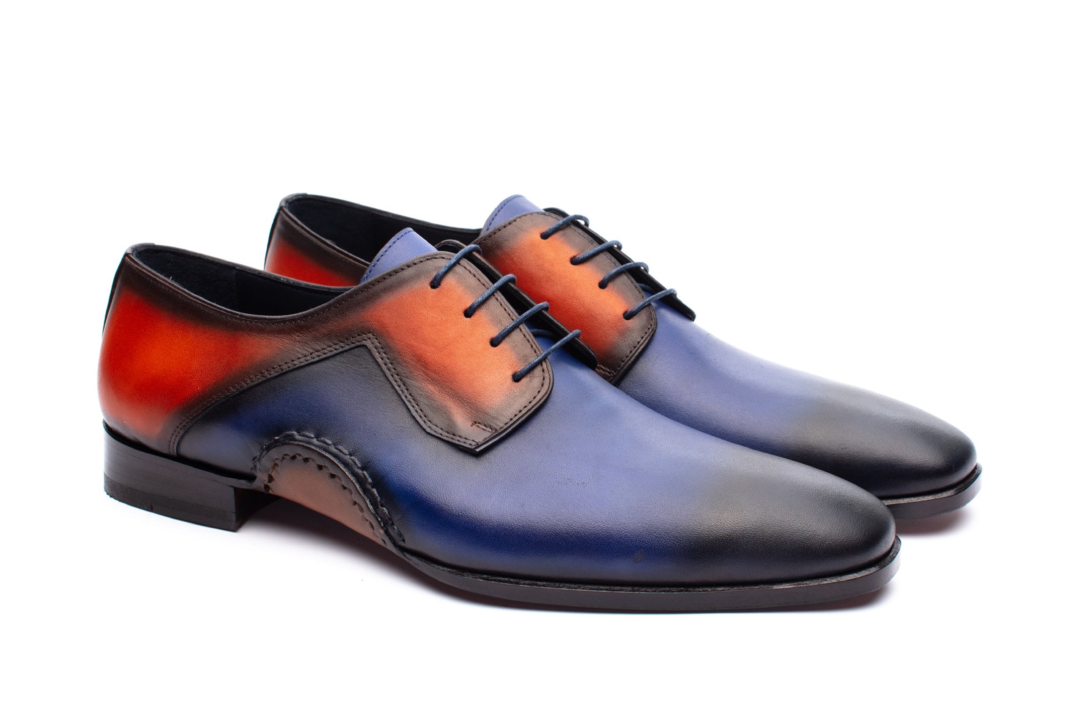 The Opanka Patina Shoes - Blue &amp; Orange - Brogues by Urbbana