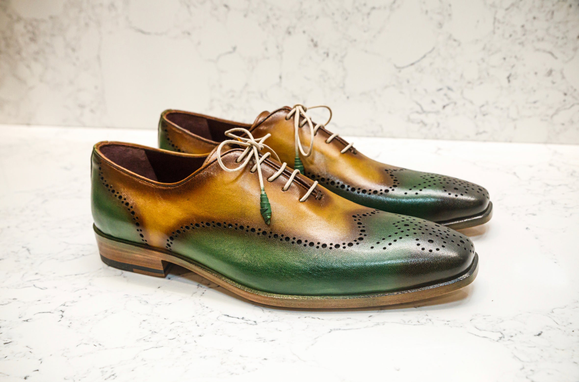 The Havana Patina Brogues - Green &amp; Gold - Brogues by Urbbana