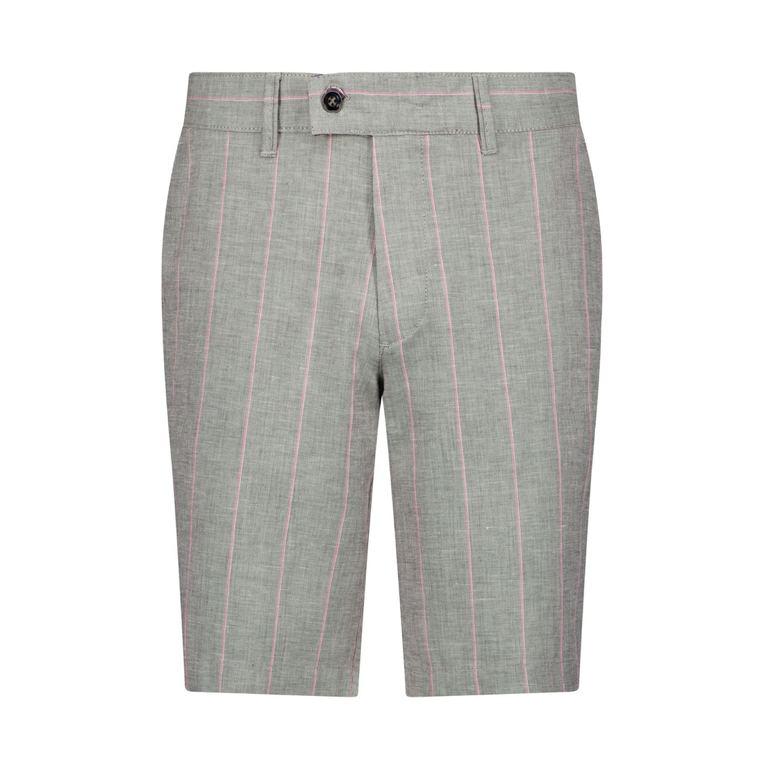 The Dante Linen Shorts - Grey & Pink Pinstripe - URBBANA Luxury Handmade Linen Shorts