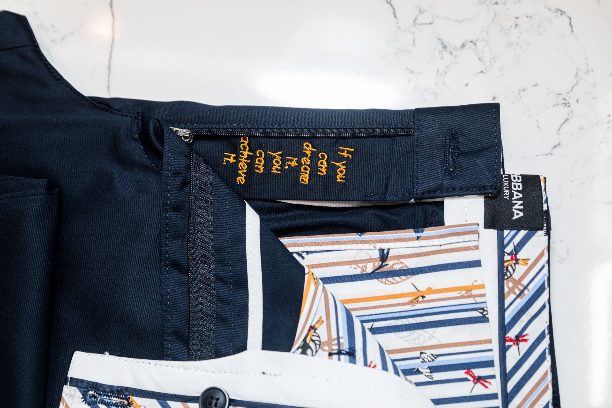 Navy Cotton Stretch Chinos - URBBANA Stretch Chinos