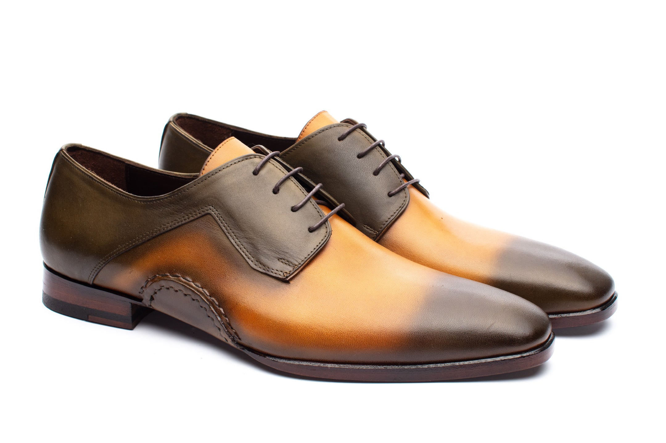 The Opanka Patina Shoes - Brown &amp; Gold - Brogues by Urbbana